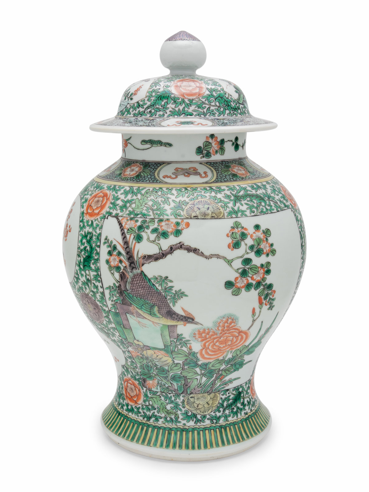 Appraisal: A Chinese Famille Verte Porcelain Covered Jar Total Height in