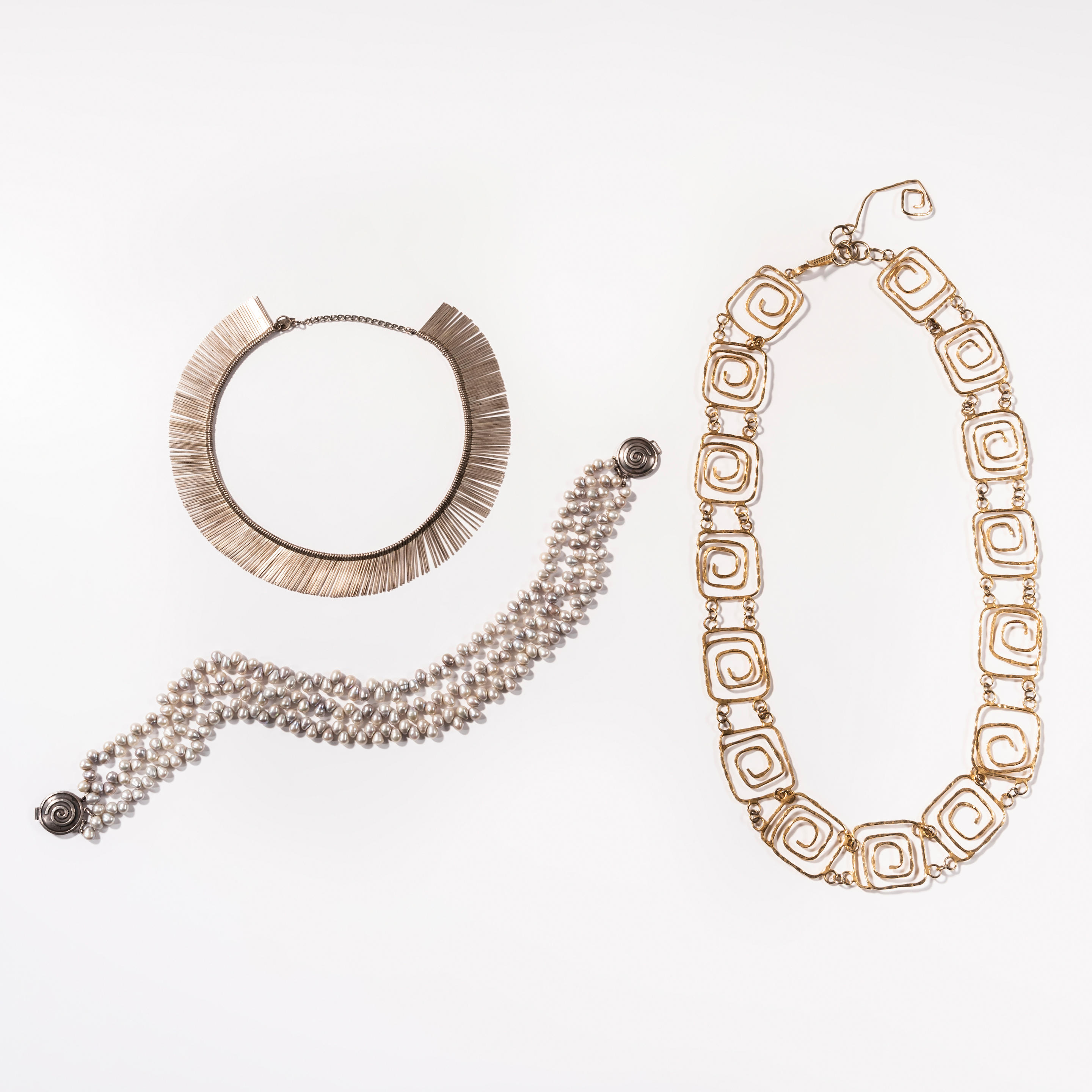 Appraisal: TWO NECKLACES AND A BELT Anton Michelsen sterling silver necklace