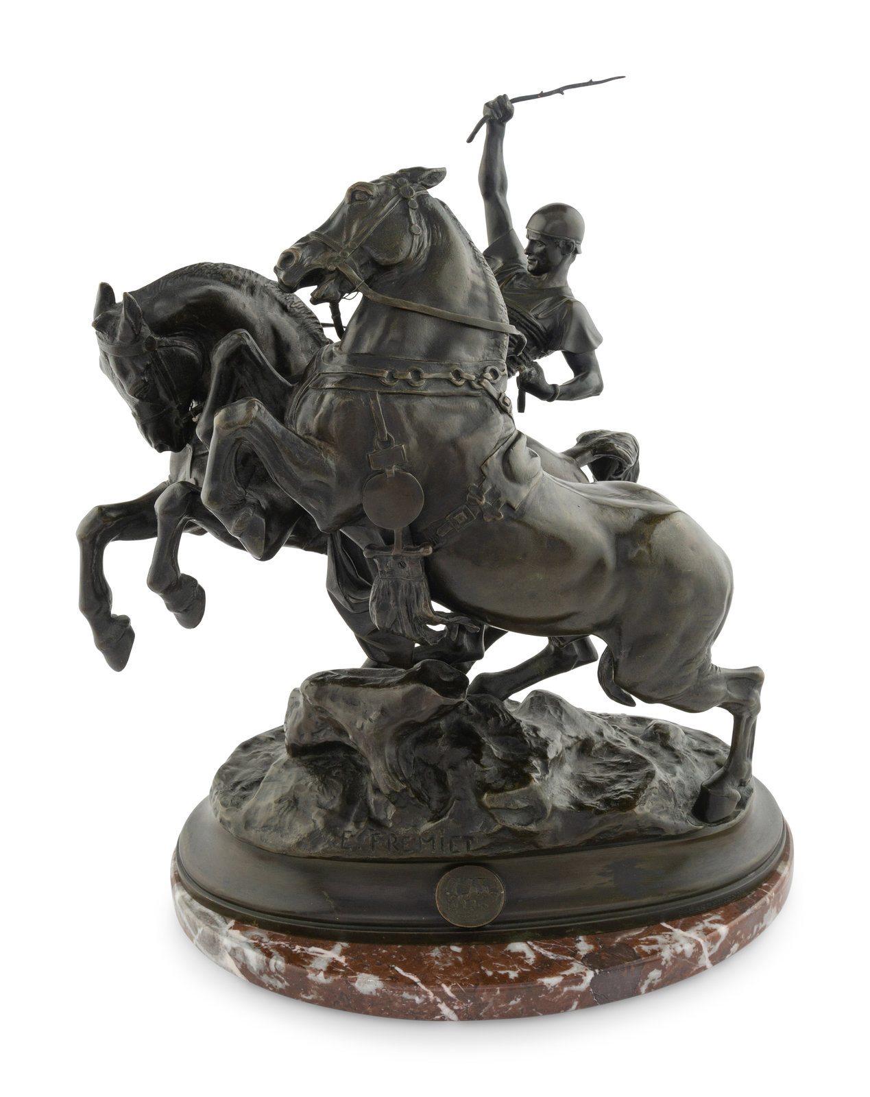 Appraisal: Emmanuel Fremiet French - Warrior with Two Horses bronze on