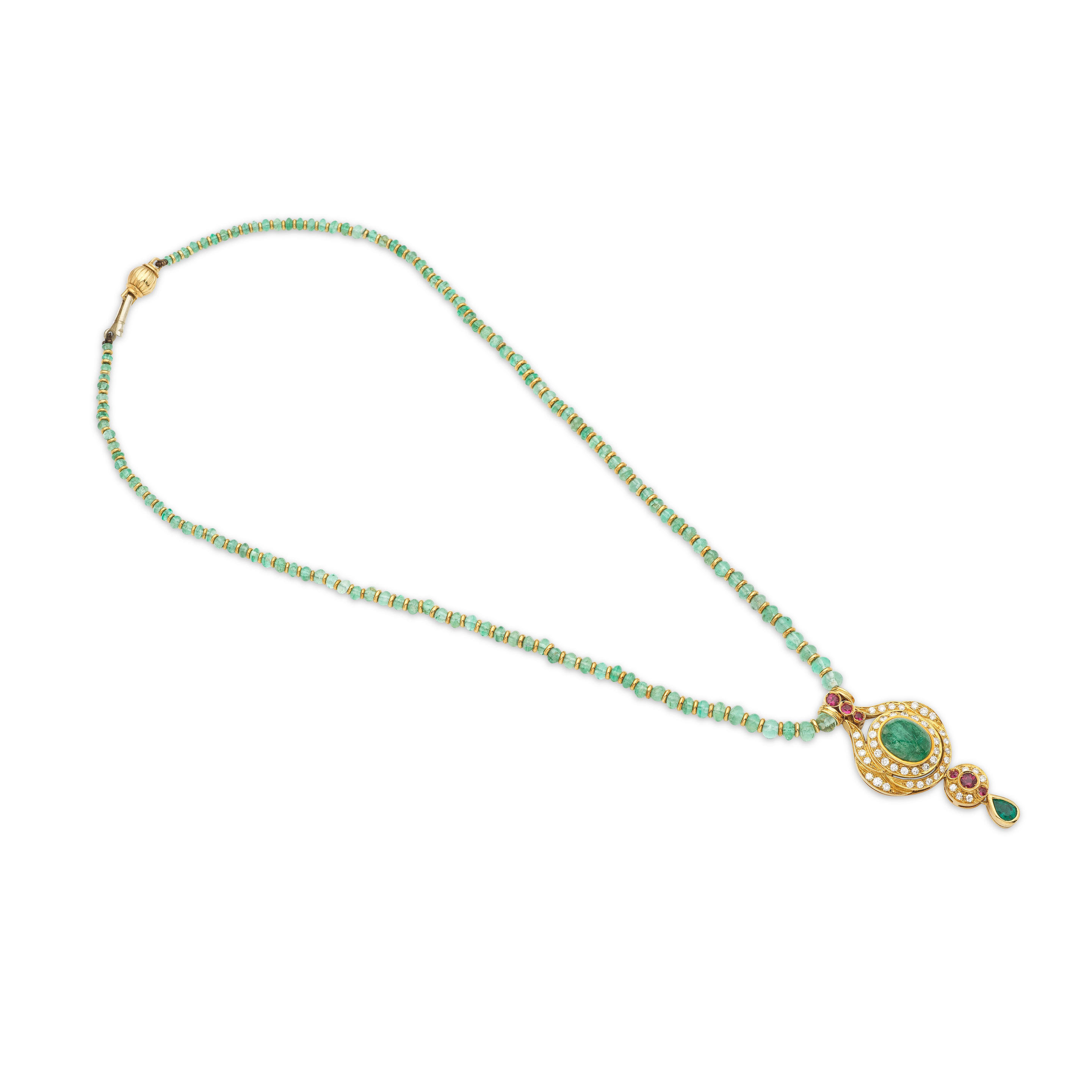 Appraisal: EMERALD RUBY AND DIAMOND NECKLACE COLLIER EMERAUDES RUBIS ET DIAMANTS