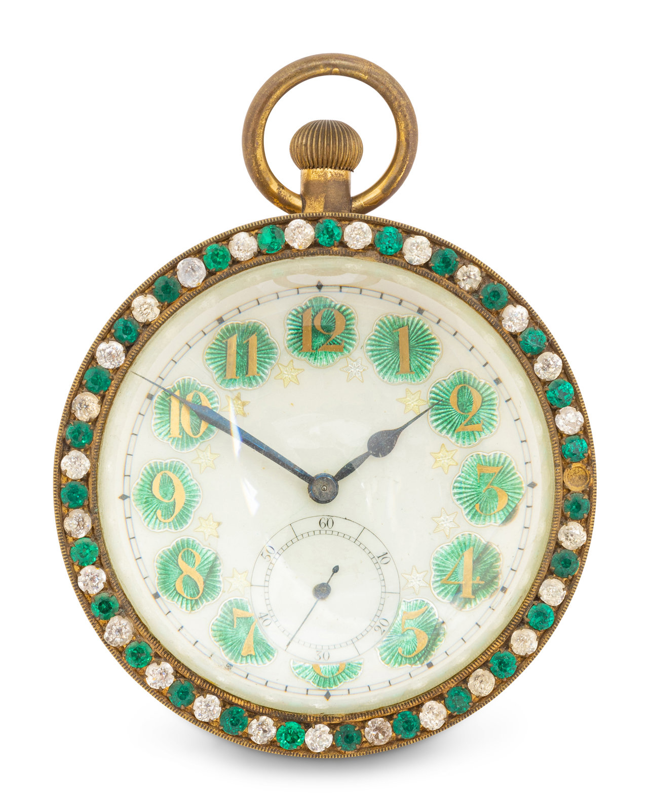 Appraisal: A French Brass and Guilloche Enamel Spherical Table Clock Early