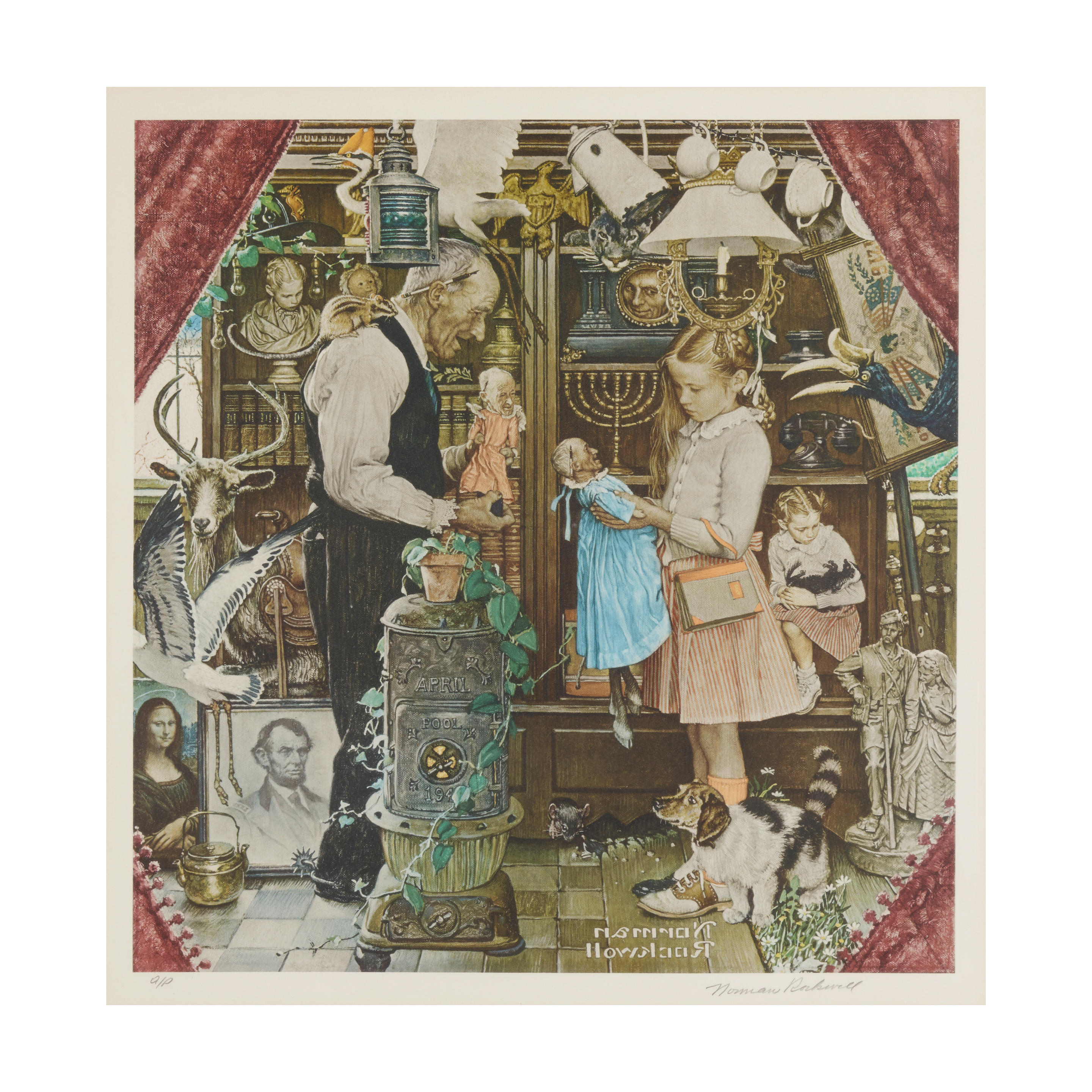 Appraisal: NORMAN ROCKWELL - April Fool Girl with Shopkeeper Collotype in