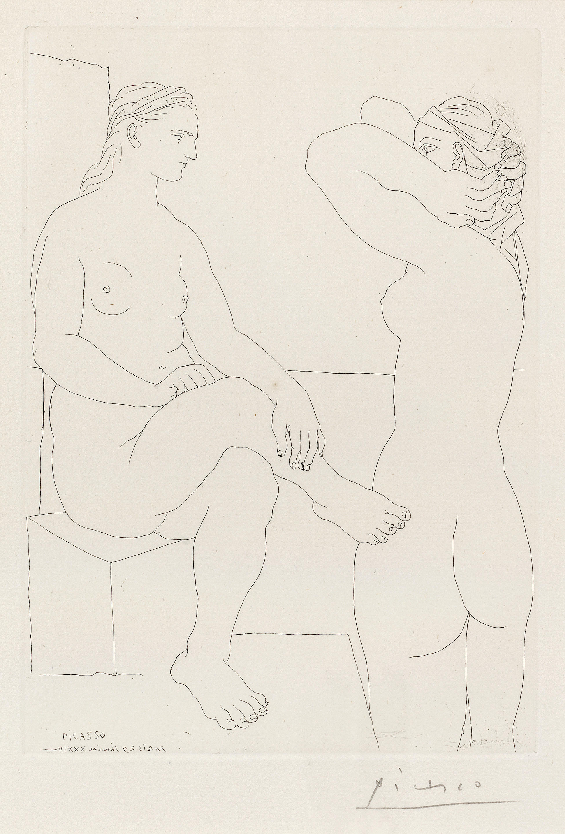 Appraisal: PABLO PICASSO - Deux mod les se regardant from La