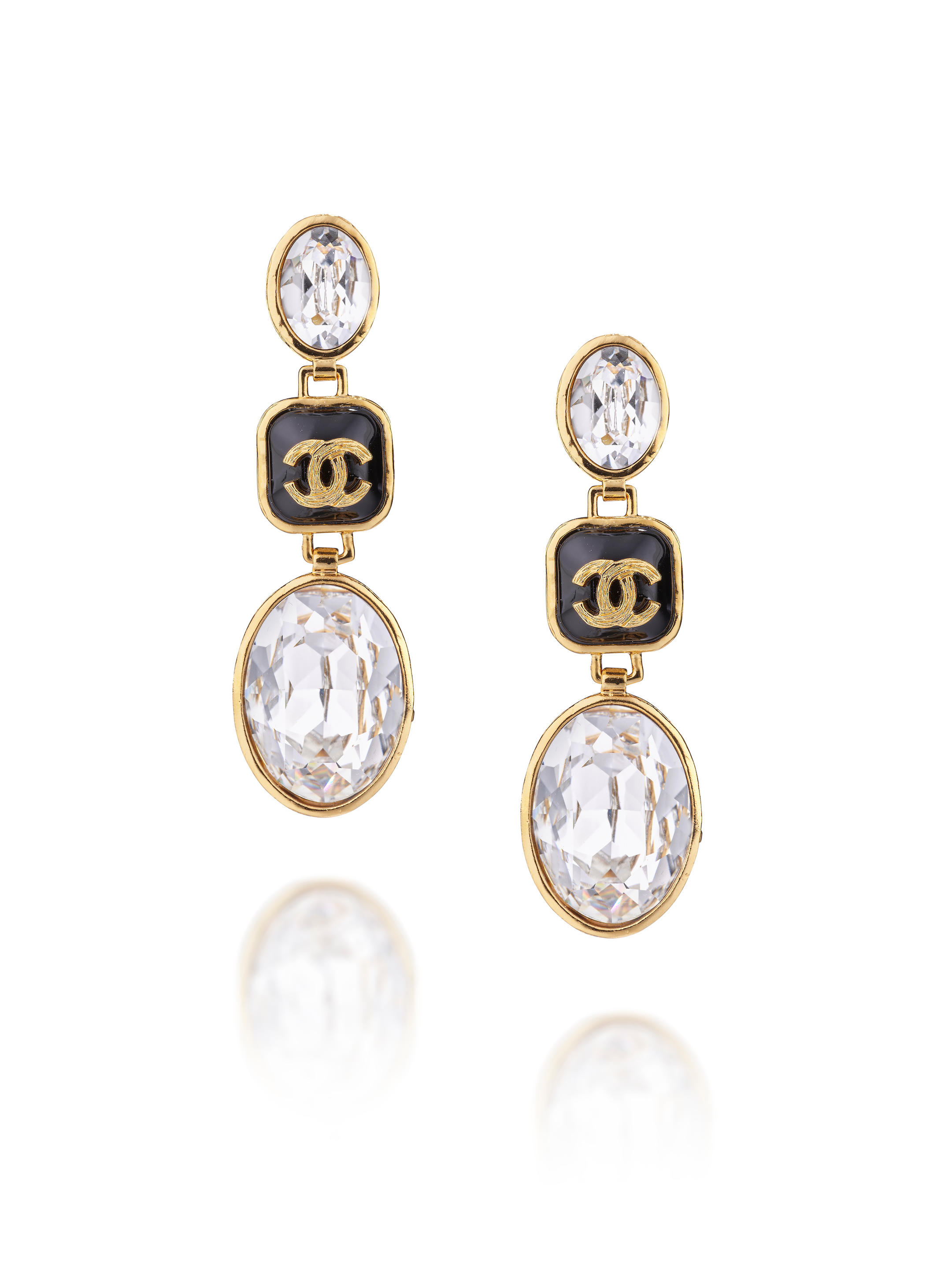 Appraisal: CHANEL CC-CHARM DROP EARRINGS IN GOLD TONED s Dimension W