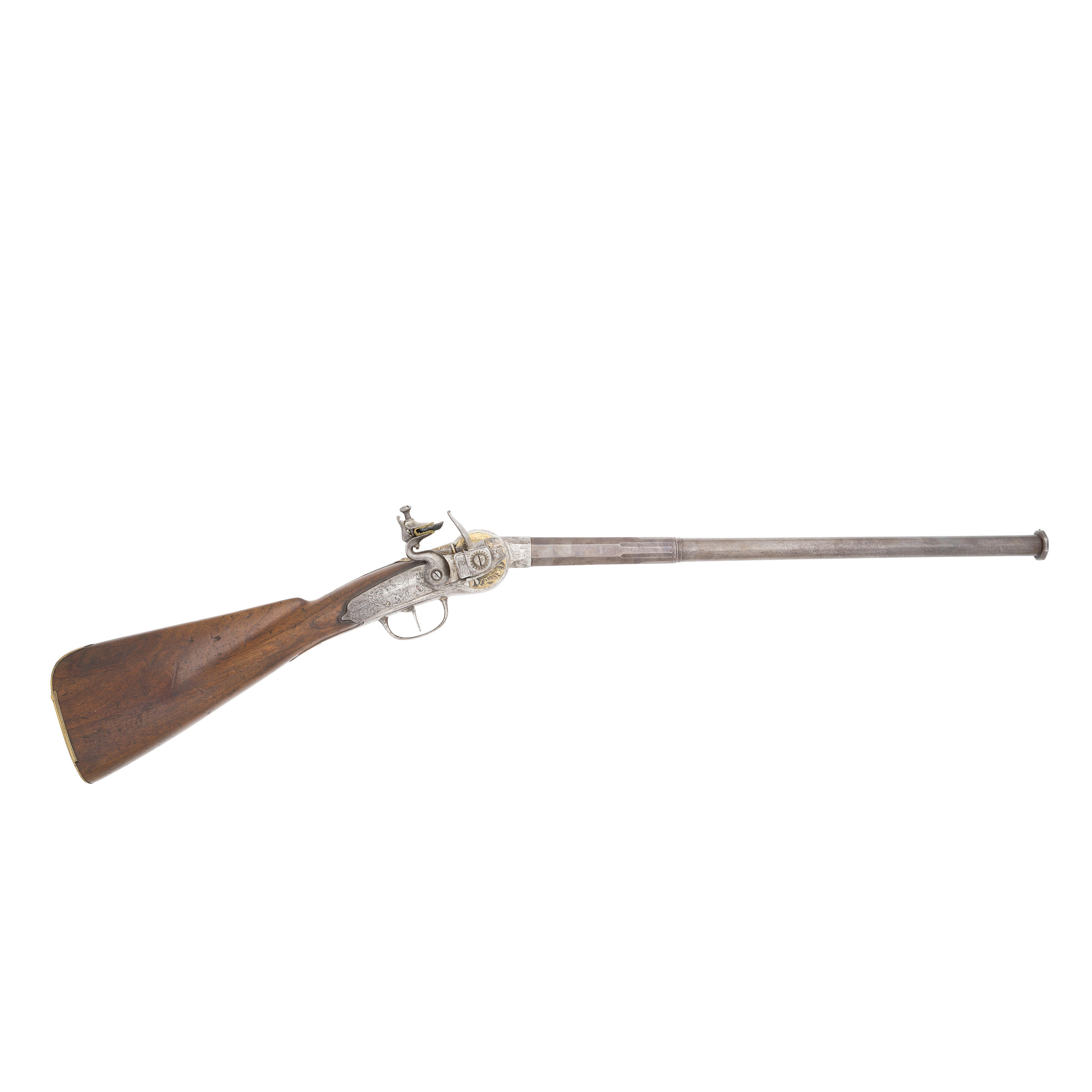 Appraisal: A RARE ENGLISH -BORE FLINTLOCK BREECH-LOADING REPEATING MAGAZINE RIFLED CARBINE