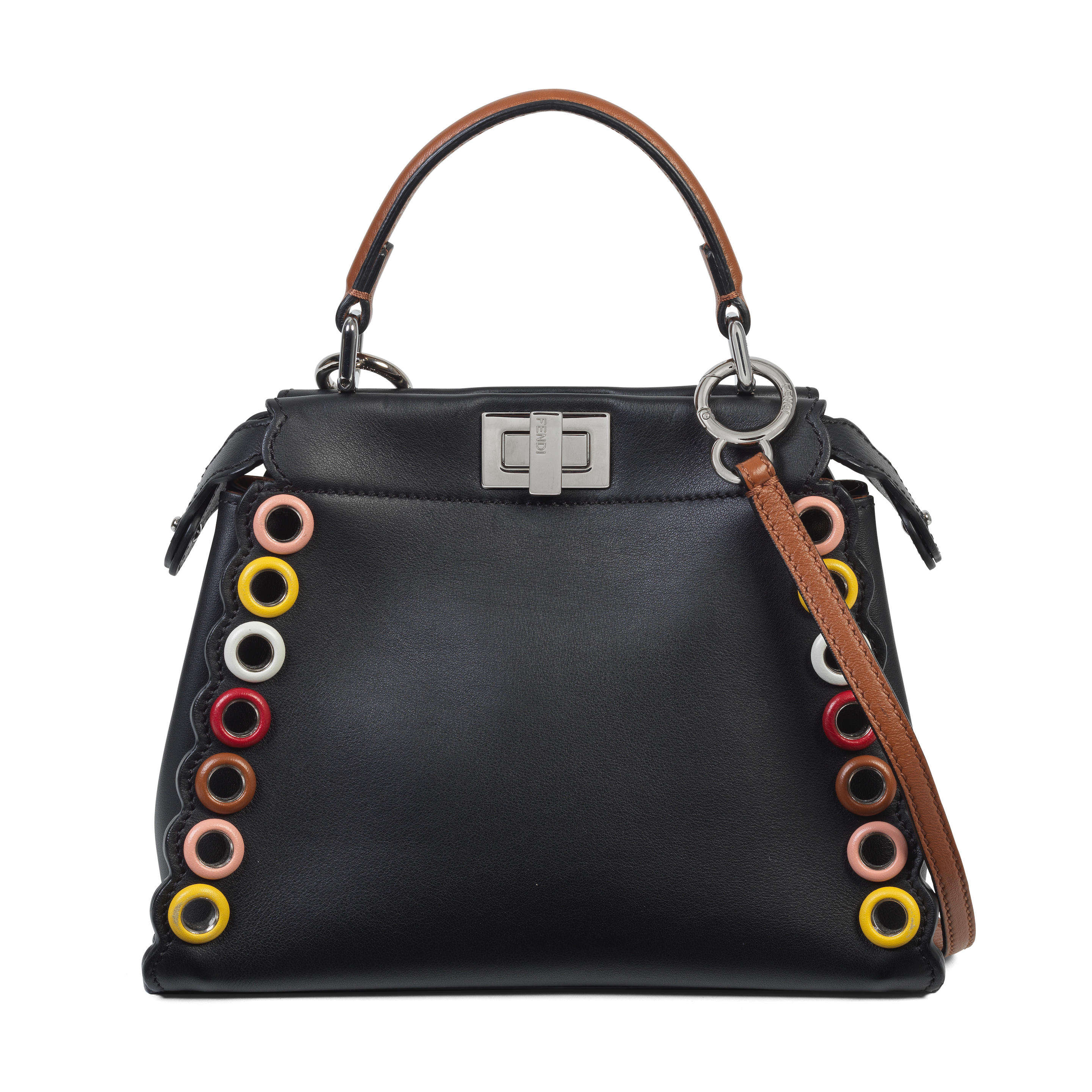 Appraisal: FENDI A BLACK NAPPA EYELET MINI PEEKABOO BAG c Colourful