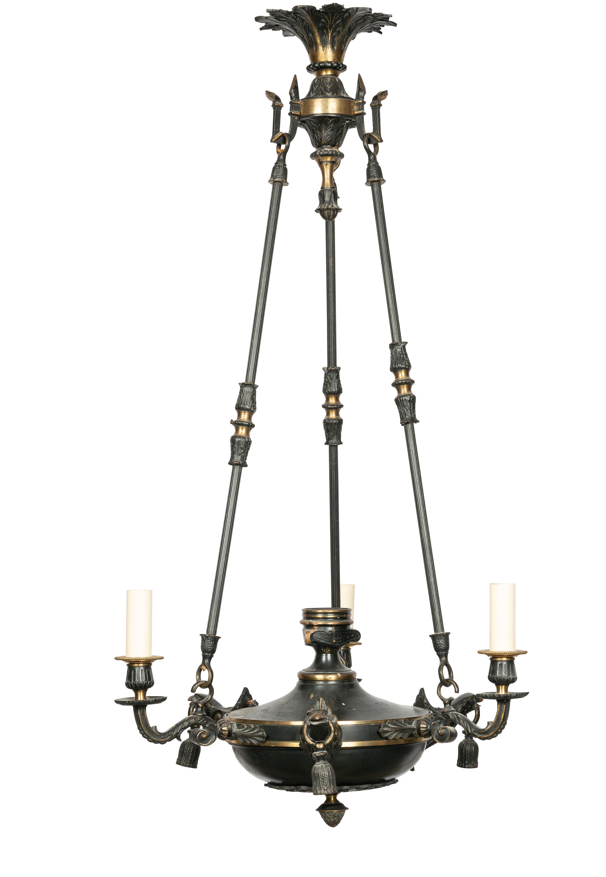 Appraisal: AN EMPIRE STYLE COLZA TYPE BRONZE AND GILT METAL THREE-LIGHT