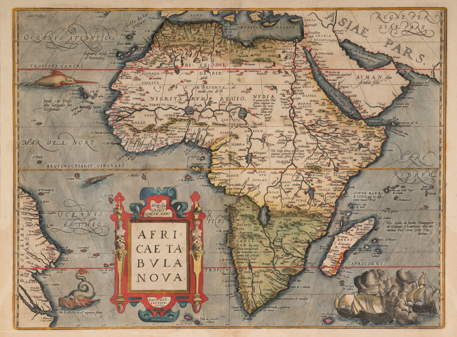 Appraisal: MAP ORTELIUS Abraham - Africae Tabula Nova Antwerp Engraved map