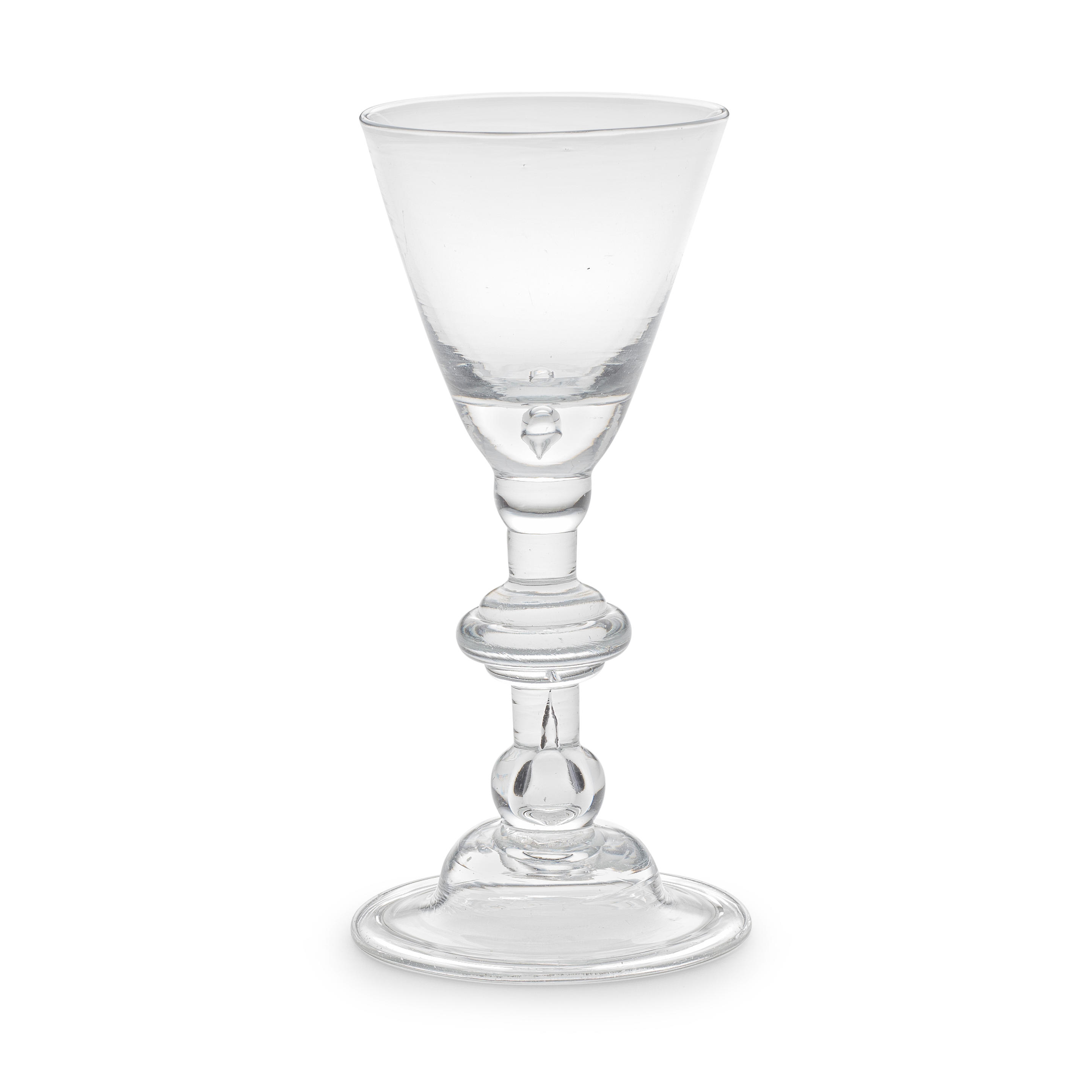 Appraisal: A GOOD BALUSTER WINE GLASS CIRCA The round funnel bowl