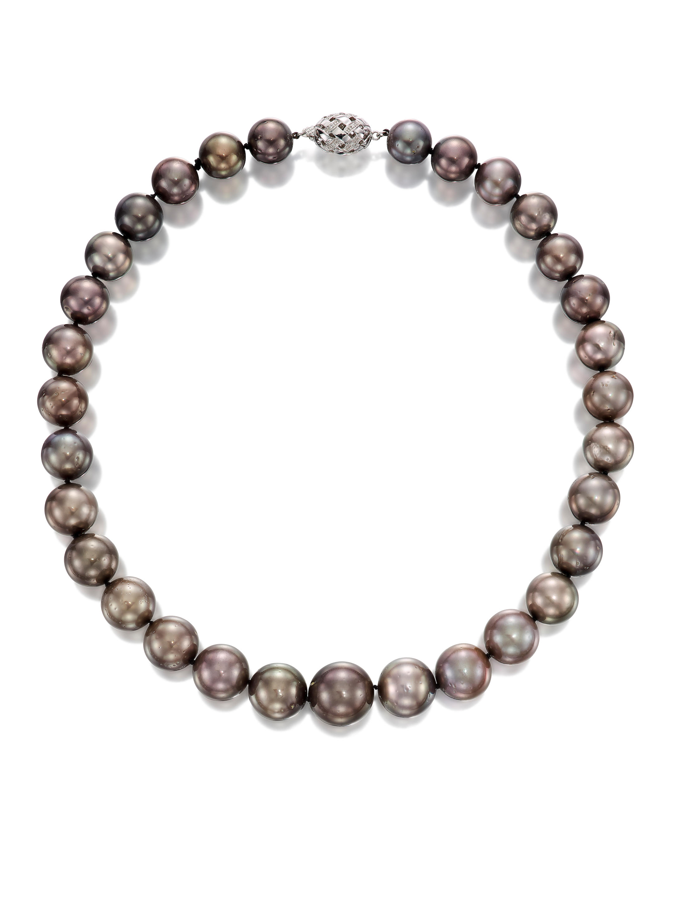 Appraisal: CULTURED PEARL AND DIAMOND NECKLACE Cultured pearl approx - mm