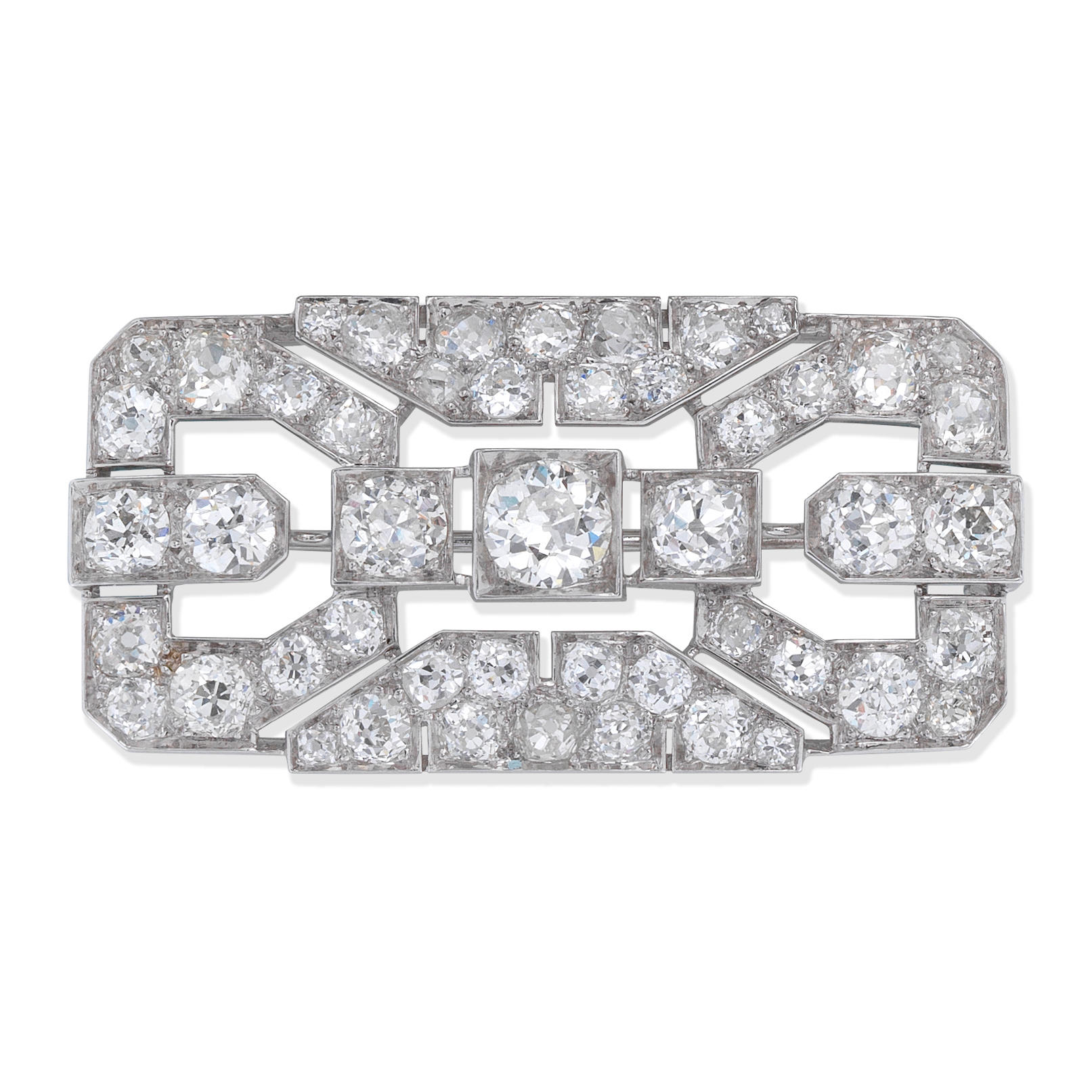 Appraisal: ART DECO DIAMOND BROOCH CIRCA Of openwork geometric design set