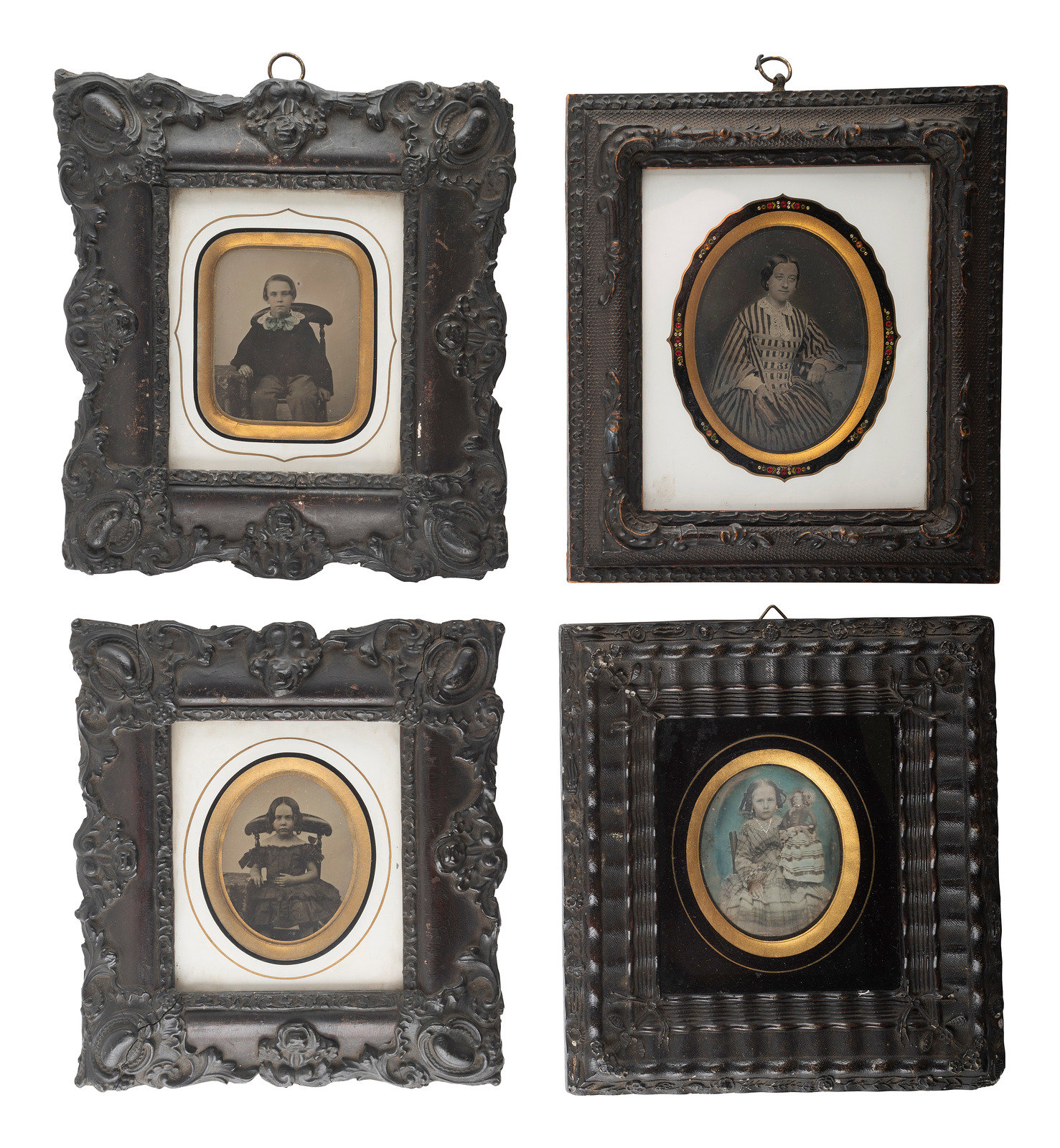 Appraisal: EARLY PHOTOGRAPHY A group of European portraits in wall frames