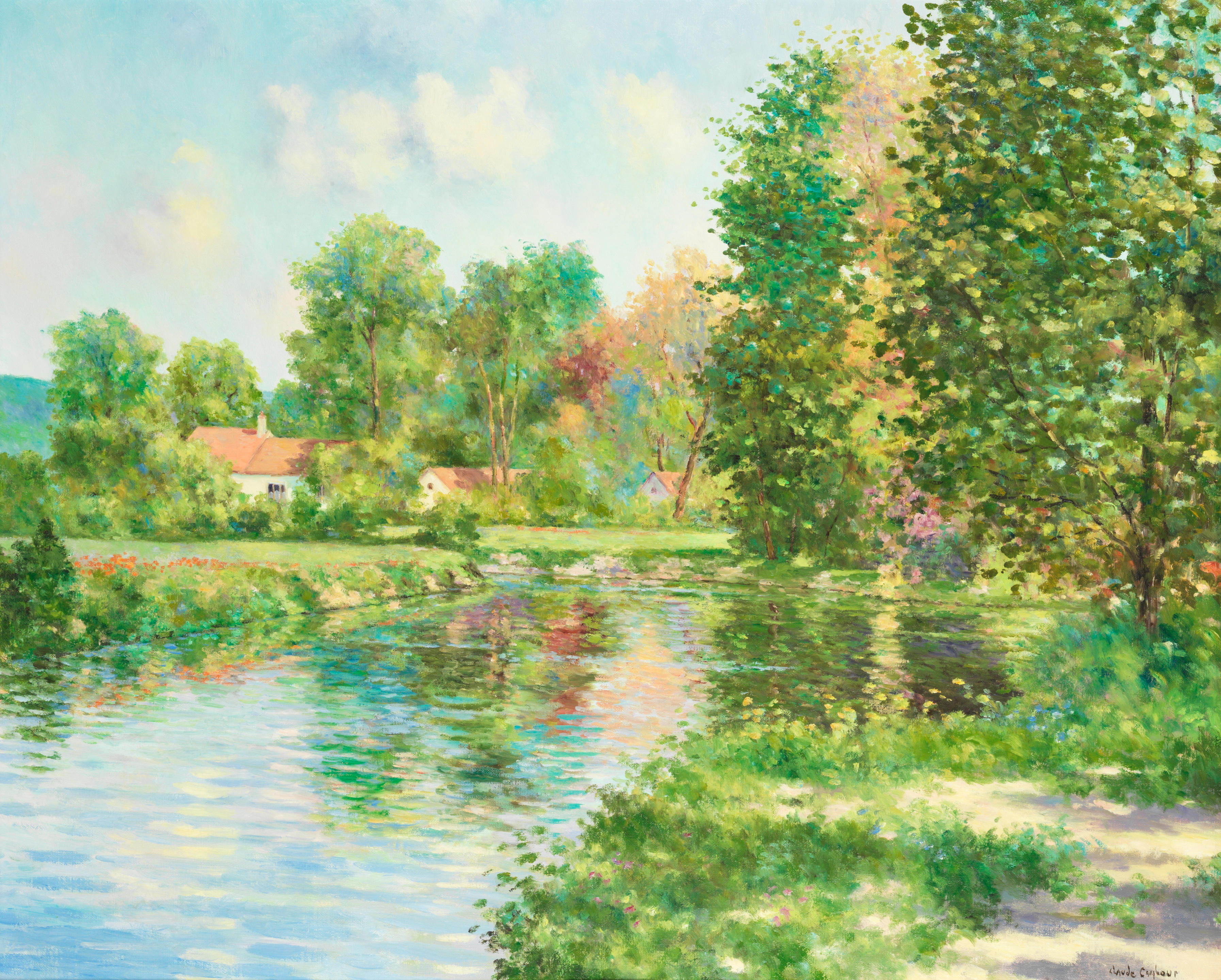 Appraisal: CLAUDE CAMBOUR FRENCH - Riverside cottages in Summer signed 'Claude