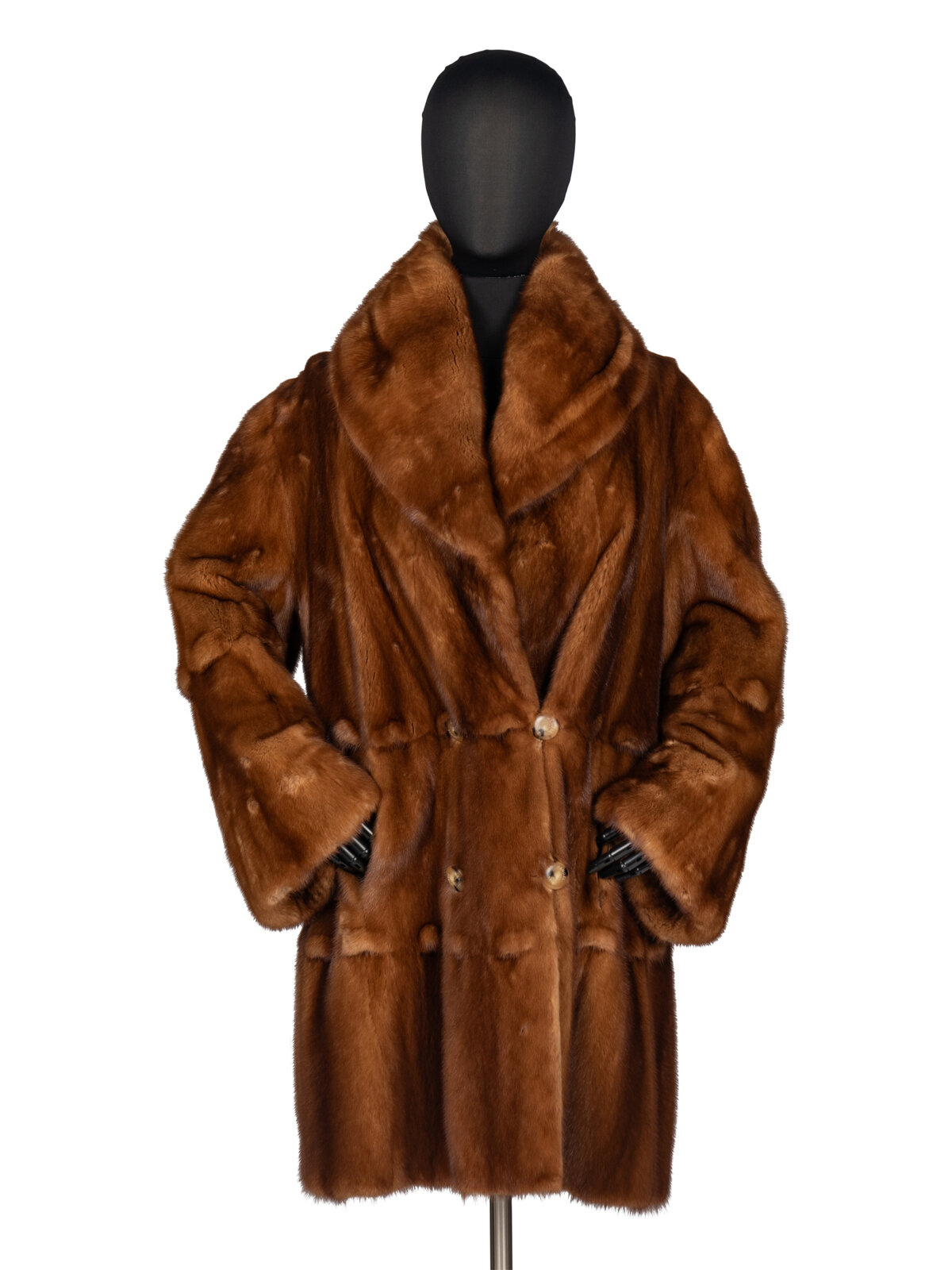 Appraisal: J Mendel Wild Mink Fur Coat Stroller-length coat in whiskey-colored