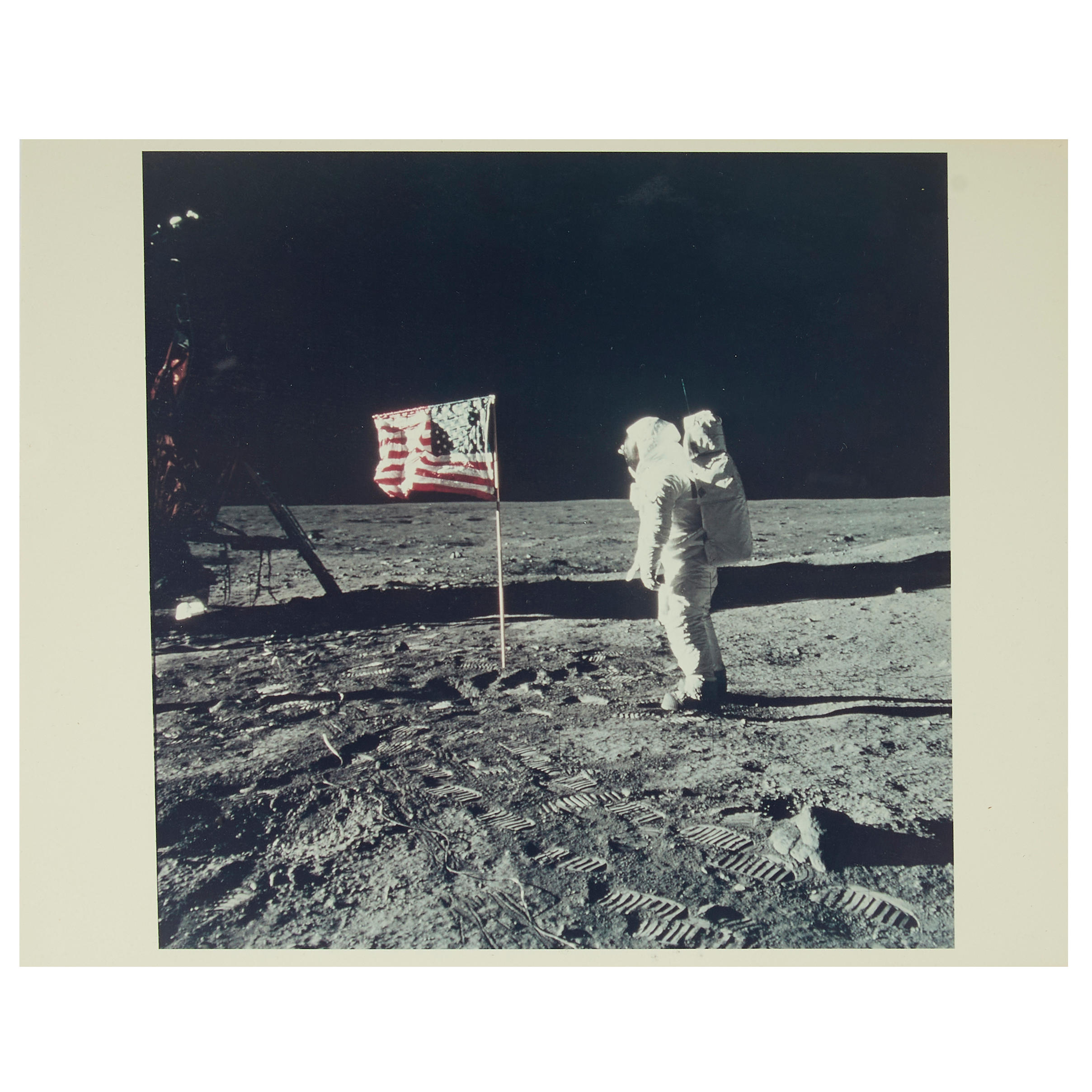 Appraisal: BUZZ ALDRIN SALUTES OLD GLORY ARMSTRONG NEIL Vintage chromogenic color