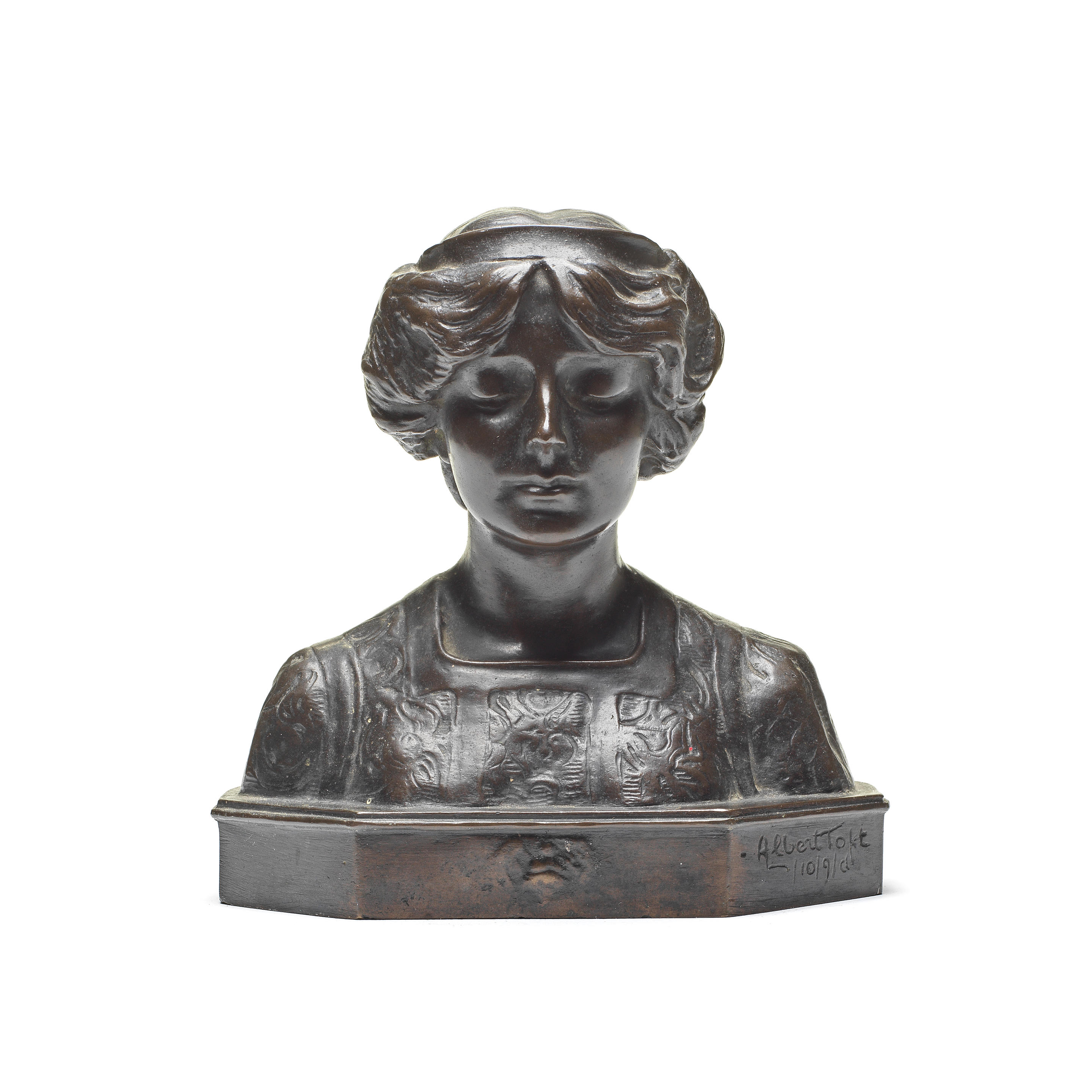 Appraisal: ALBERT TOFT SCOTTISH - A PATINATED BRONZE BUST OF A