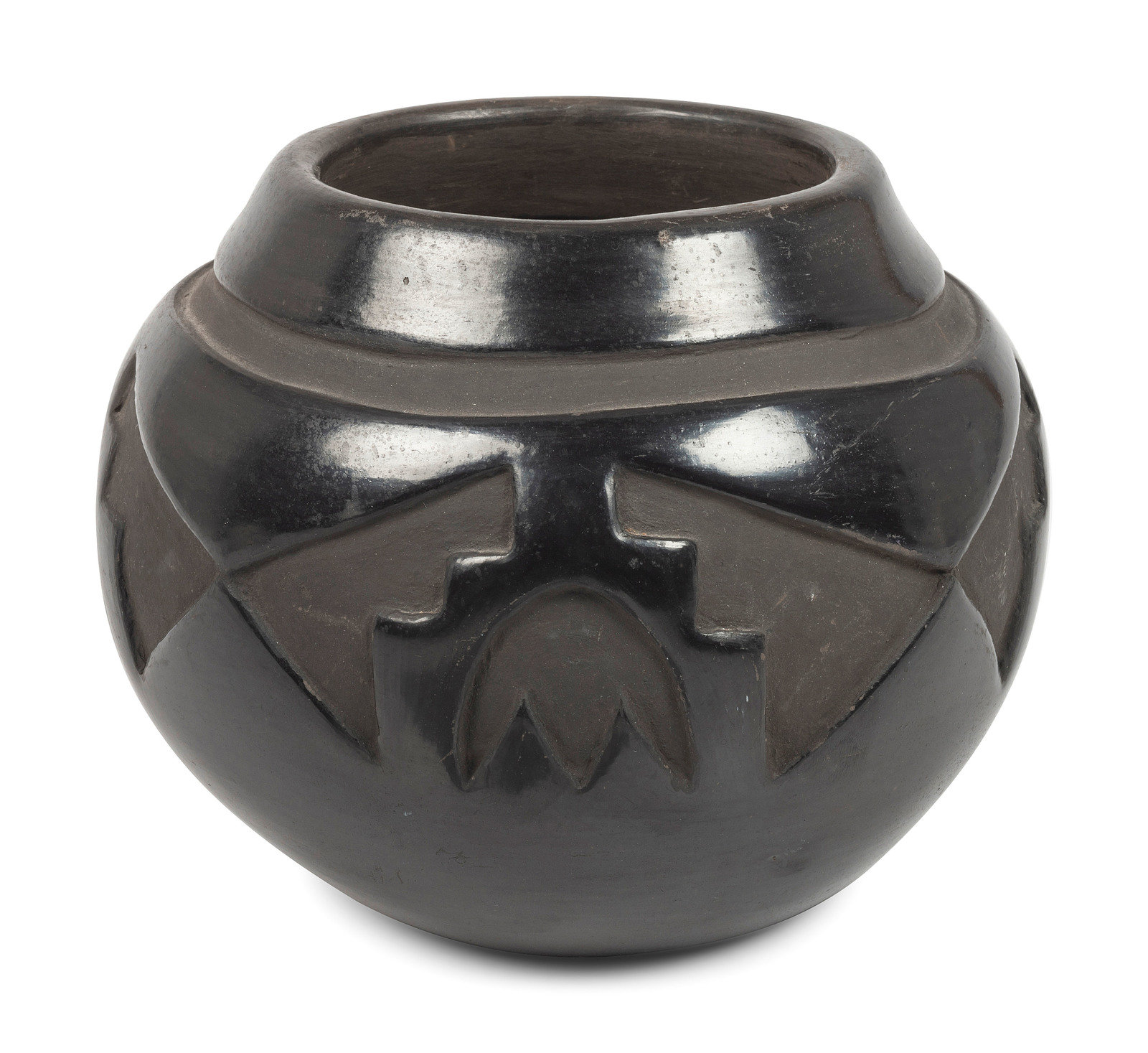 Appraisal: Madeline Tafoya Naranjo Santa Clara - Carved Blackware Pottery Jar