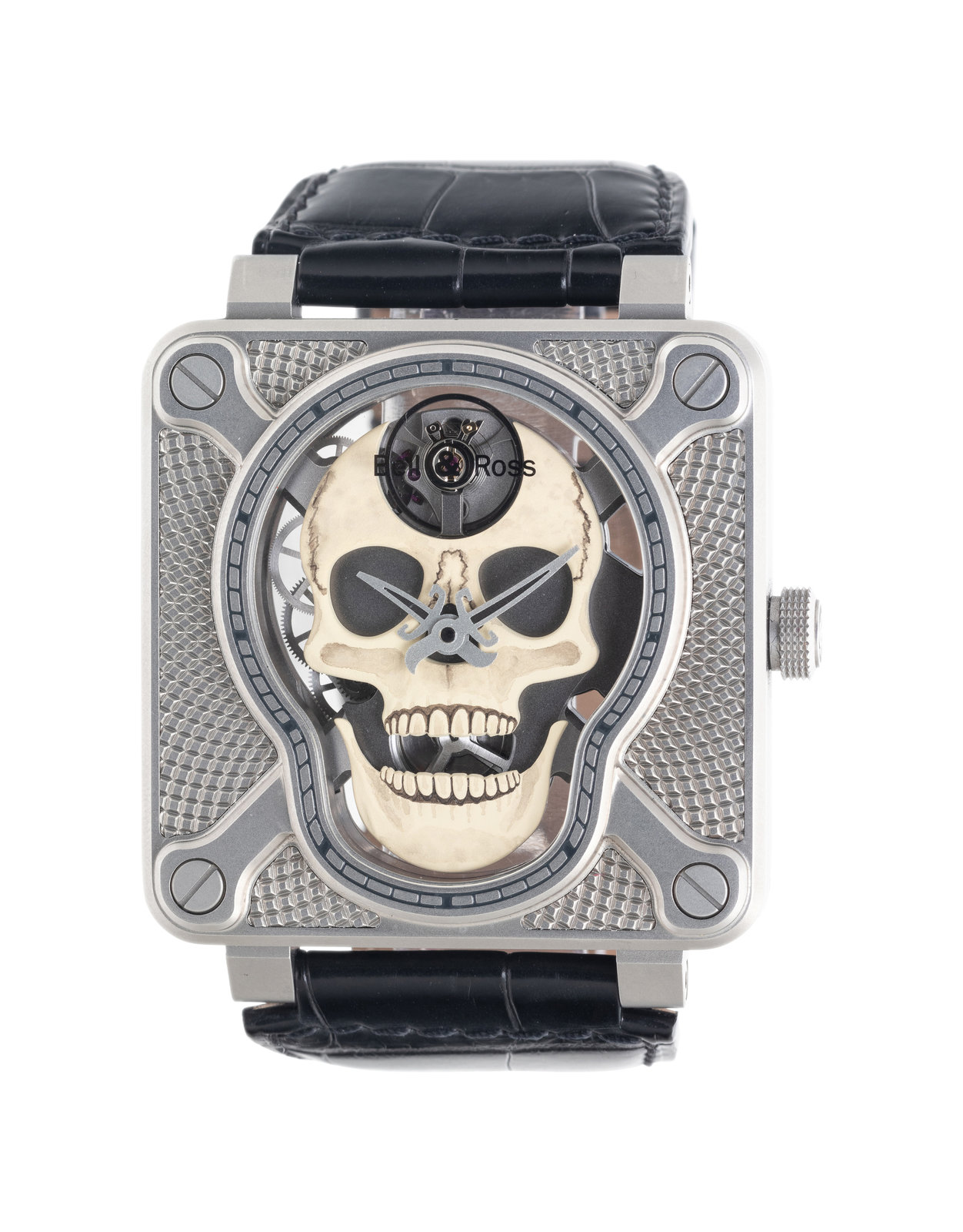 Appraisal: BELL amp ROSS STAINLESS STEEL 'BR SKULL' WATCH Maker Bell