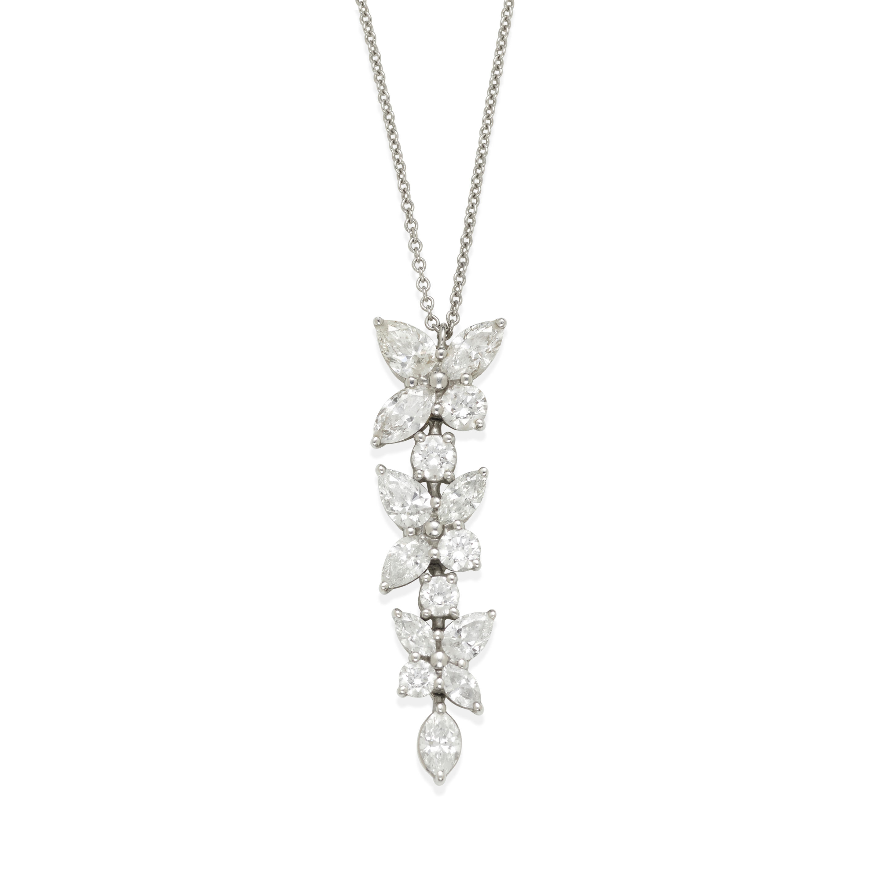 Appraisal: TIFFANY CO A PLATINUM AND DIAMOND 'VICTORIA' PENDANT NECKLACE Designed