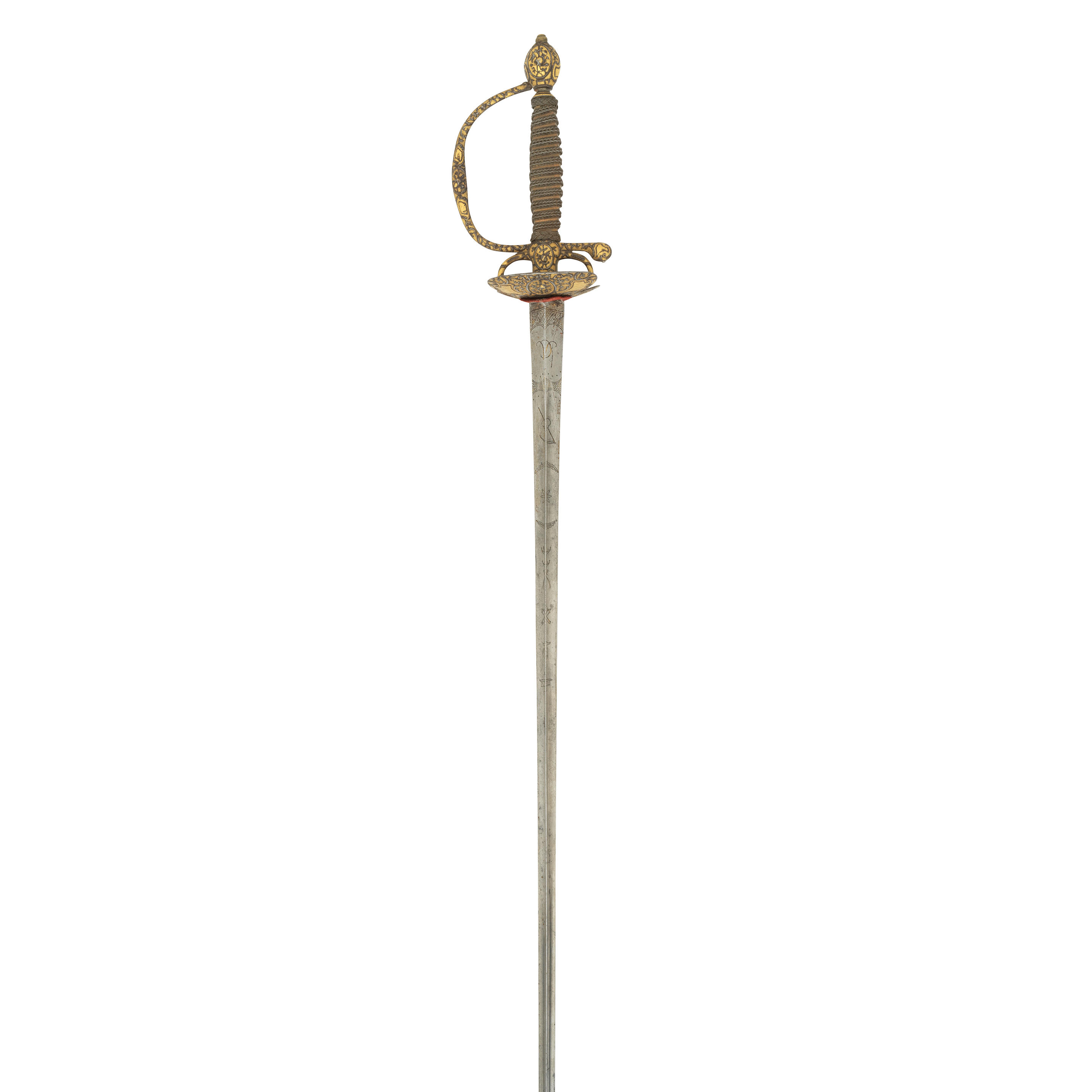 Appraisal: A FINE FRENCH SMALL-SWORD WITH CHISELLED AND GILT HILT CIRCA