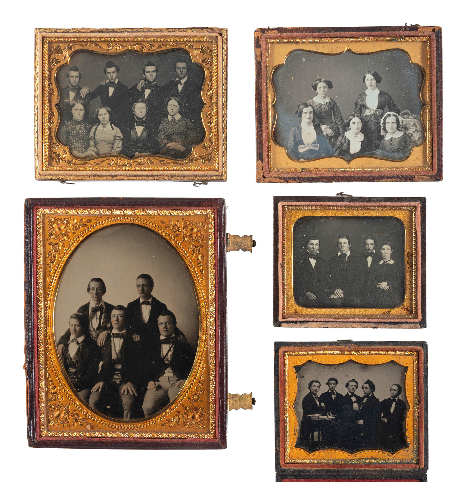 Appraisal: EARLY PHOTOGRAPHY A group of daguerreotypes and ambrotypes of groups