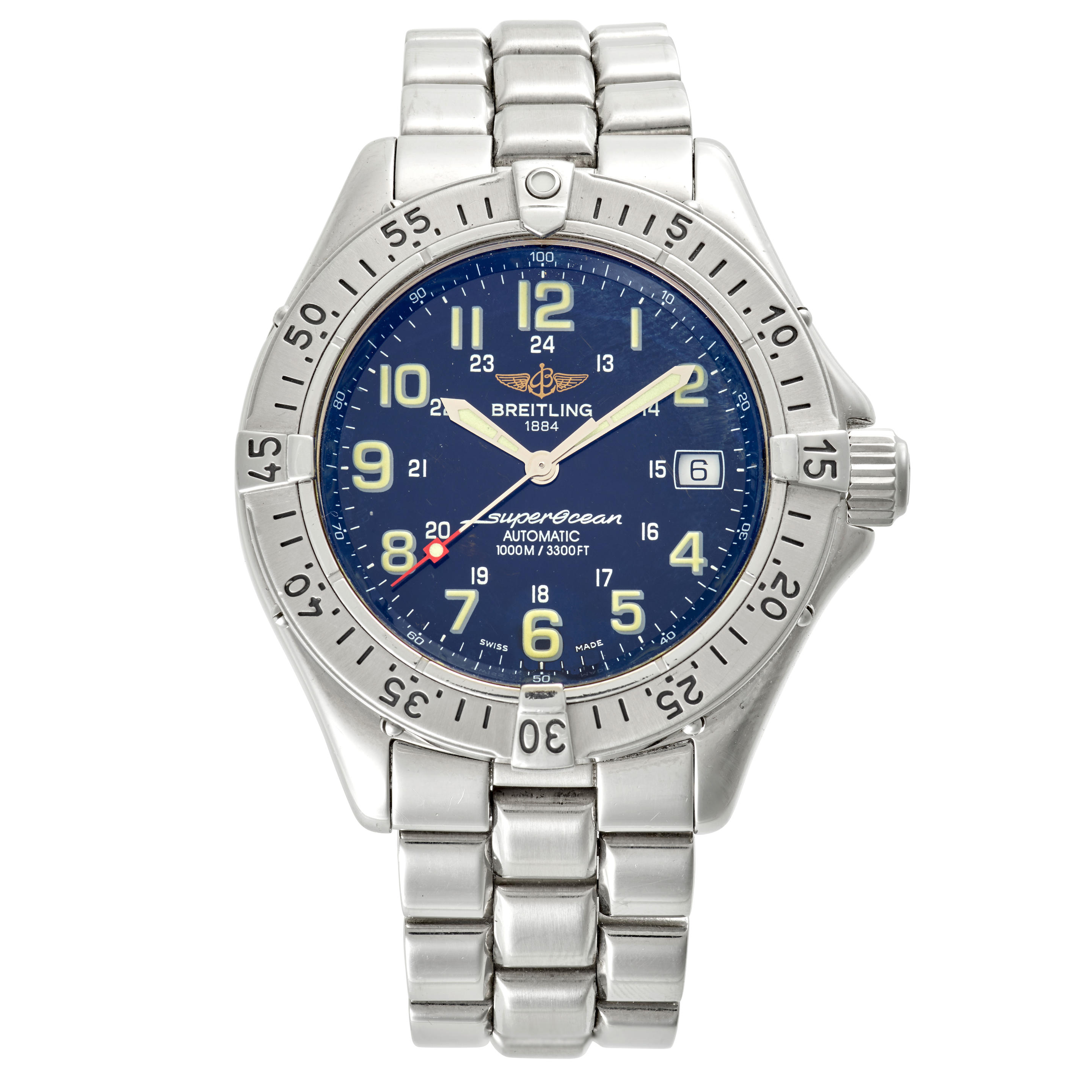 Appraisal: BREITLING A STAINLESS STEEL AUTOMATIC CALENDAR BRACELET WATCH WITH HOUR