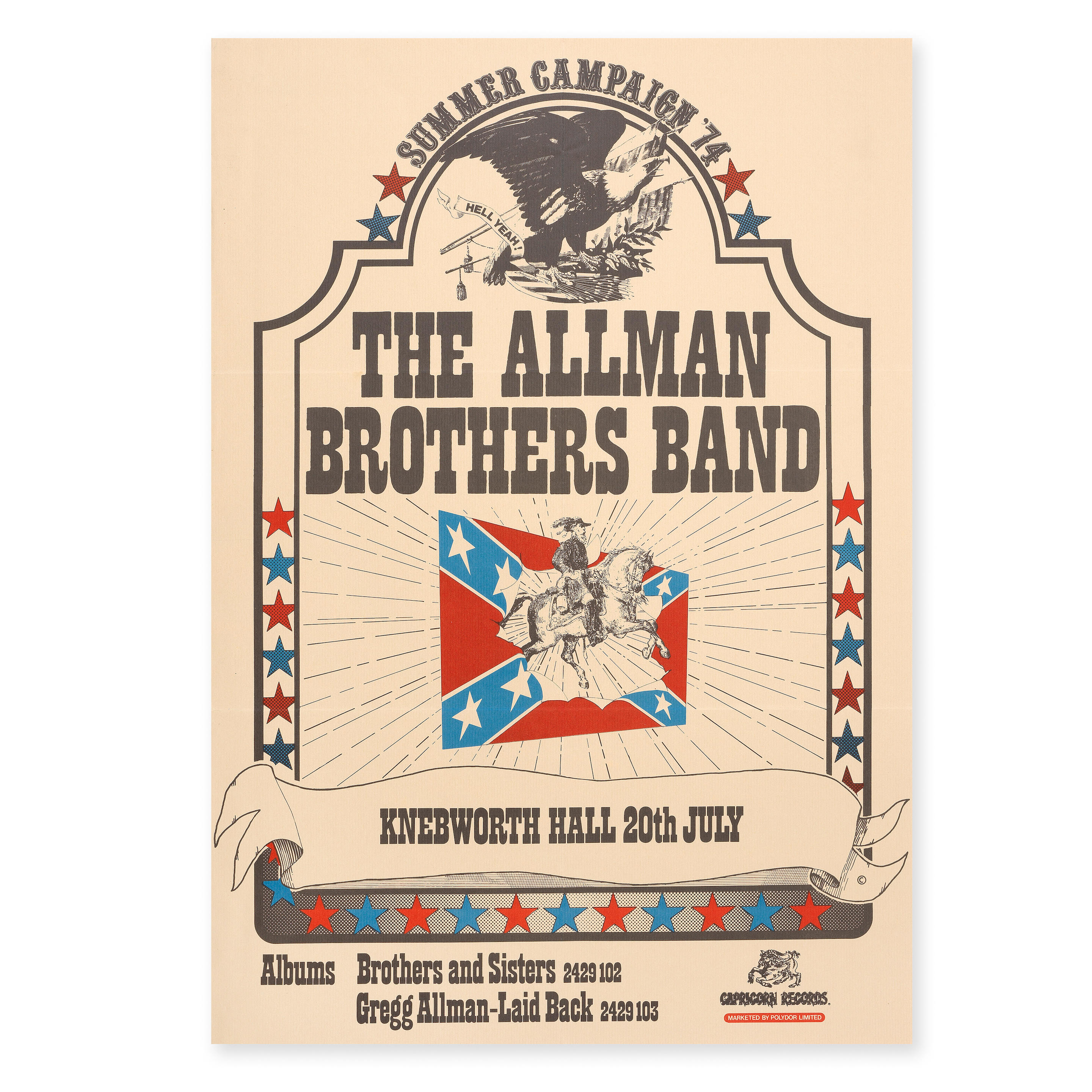 Appraisal: THE ALLMAN BROTHERS BAND AN ORIGINAL SUMMER CAMPAIGN KNEBWORTH HALL