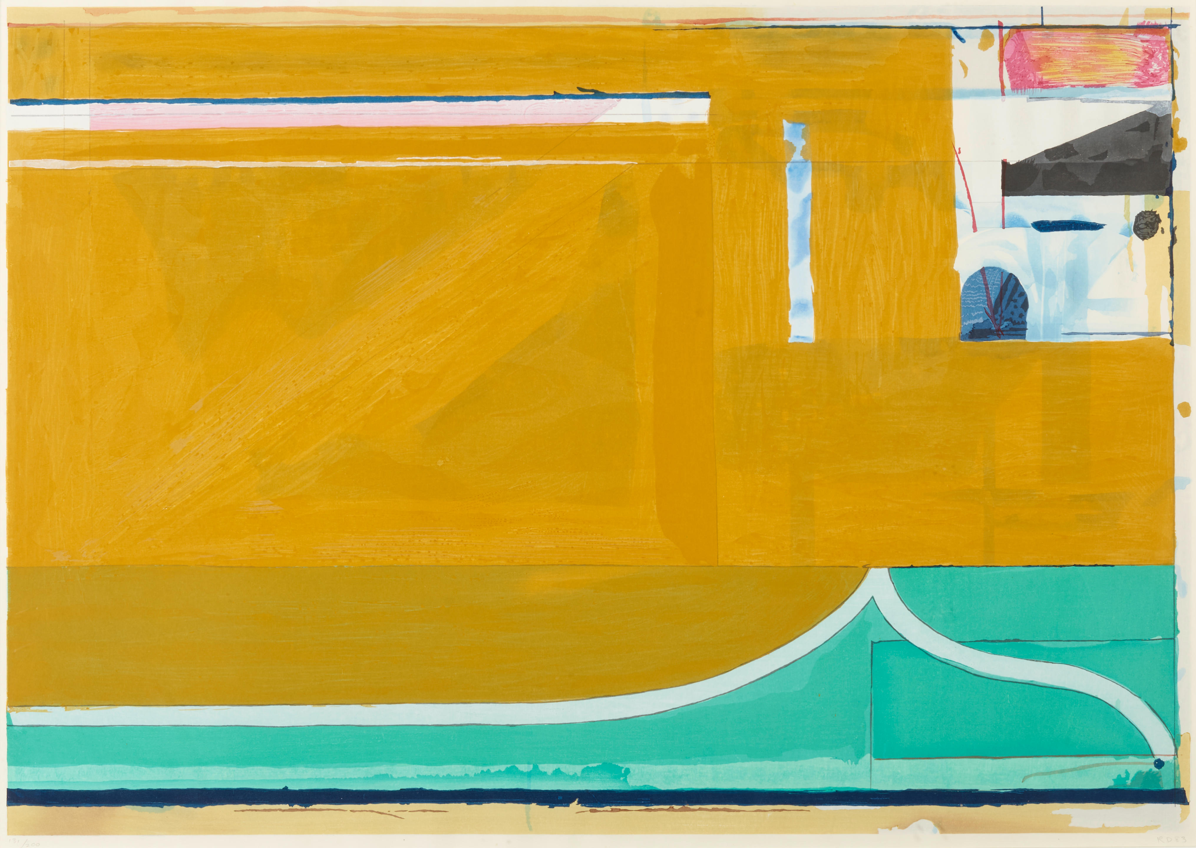 Appraisal: RICHARD DIEBENKORN - Ochre Woodcut in colors on Mitsumata paper