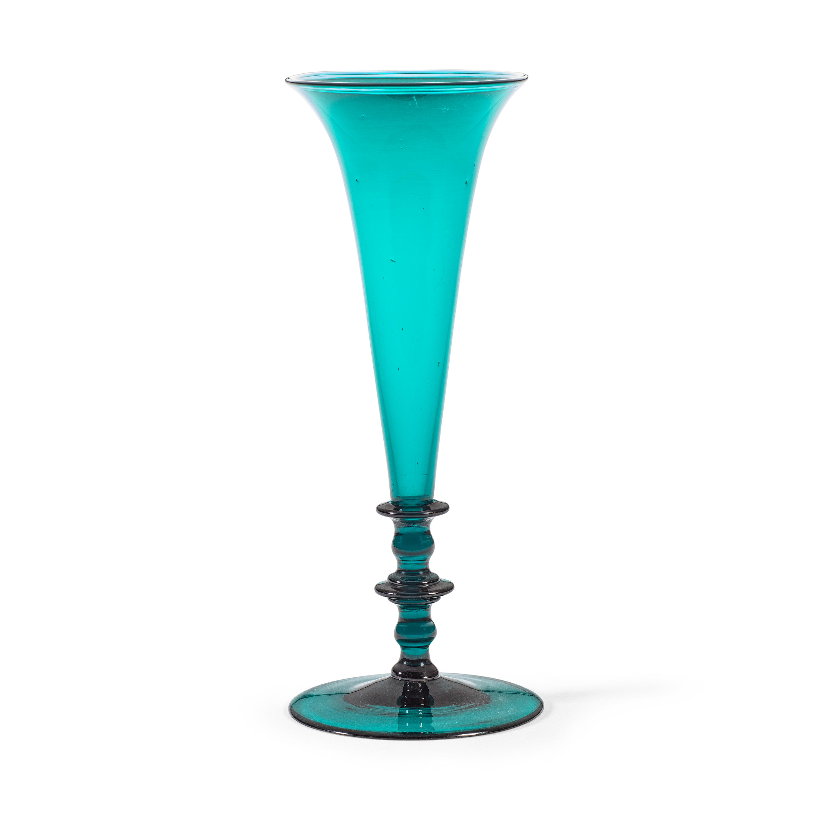 Appraisal: AN EMERALD-GREEN TINTED BALUSTER CHAMPAGNE FLUTE CIRCA In deep green