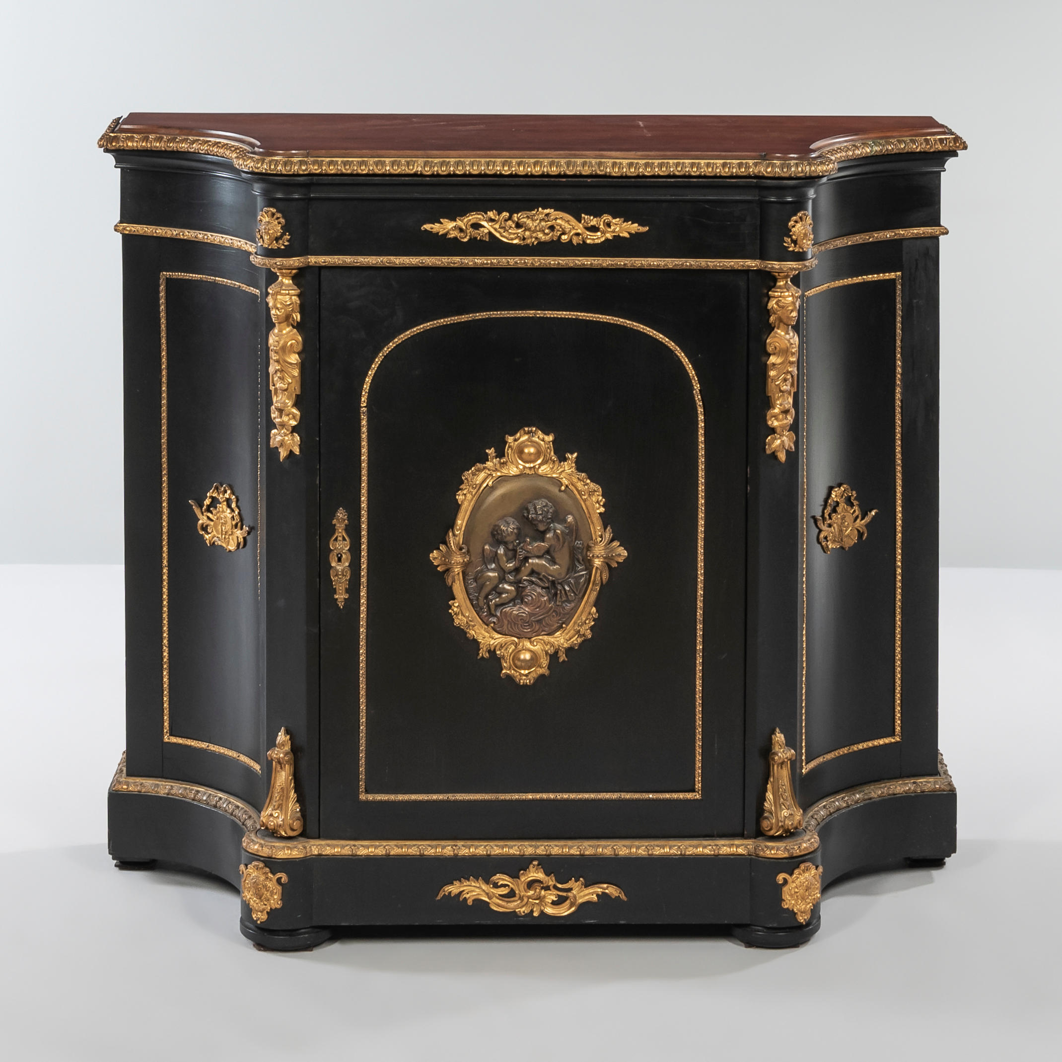 Appraisal: NEOCLASSICAL MAHOGANY AND BIRD'S EYE MAPLE CABINET attributed to L