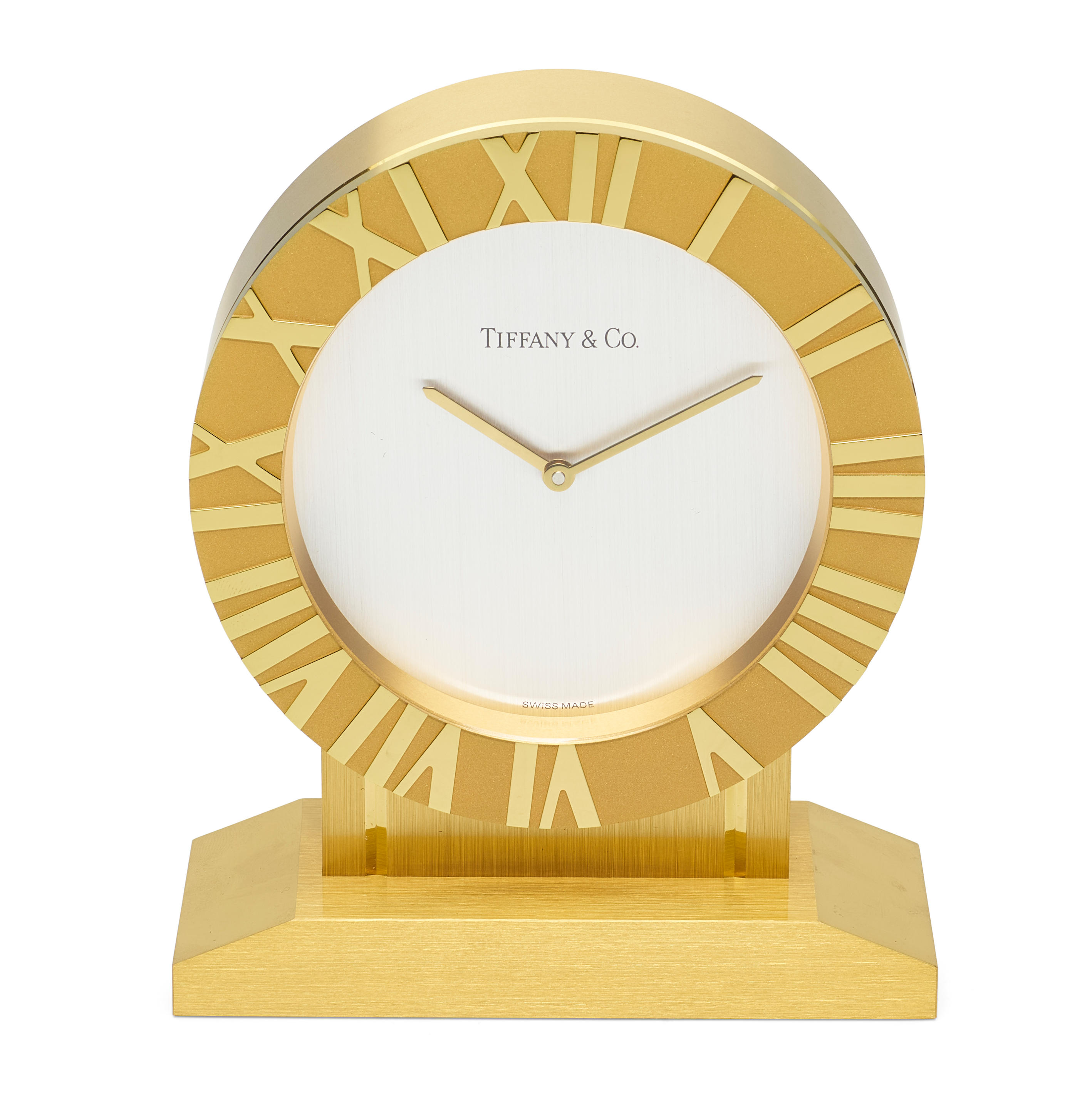 Appraisal: A TIFFANY CO BRASS DESK CLOCK Inscribed 'SIEGFRIED ROY Thank