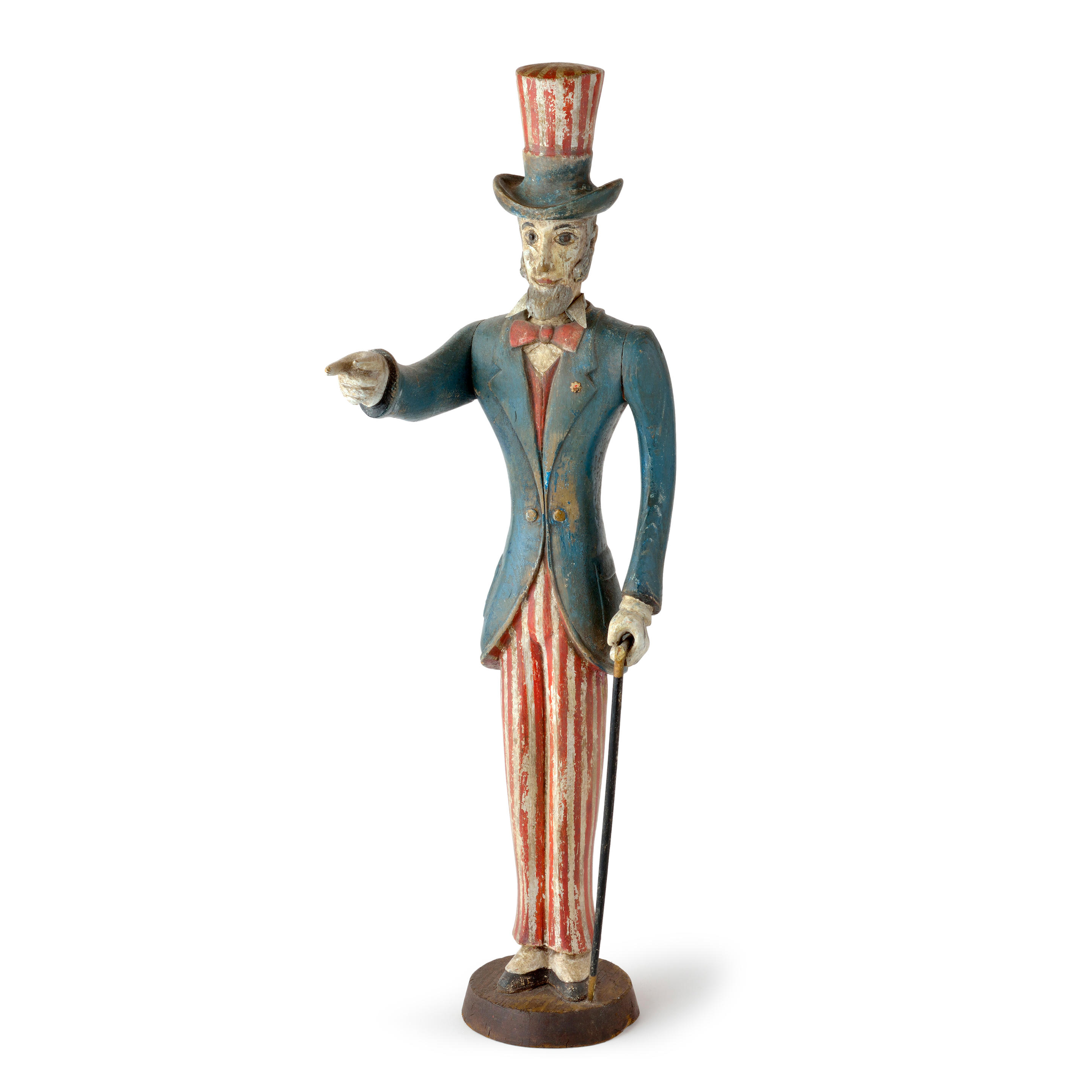 Appraisal: CARVED POLYCHROME FIGURE OF UNCLE SAM United States c Carved