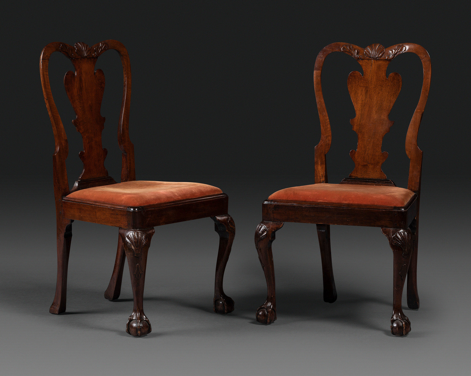 Appraisal: A Pair of Queen Anne Shell Carved Mahogany Side Chairs