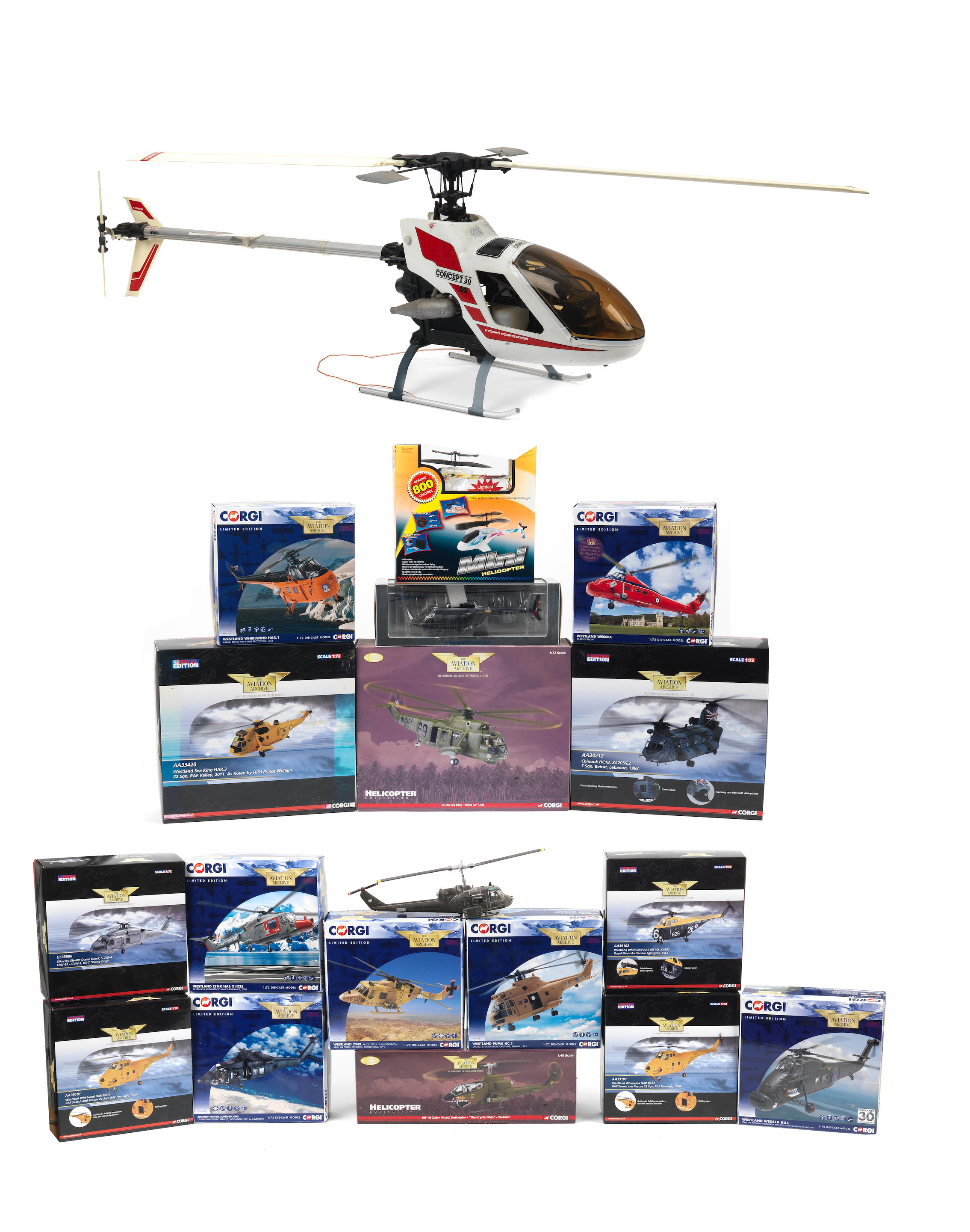 Appraisal: FIFTEEN BOXED SCALE DIE-CAST MODEL HELICOPTERS BY CORGI AVIATION ARCHIVE