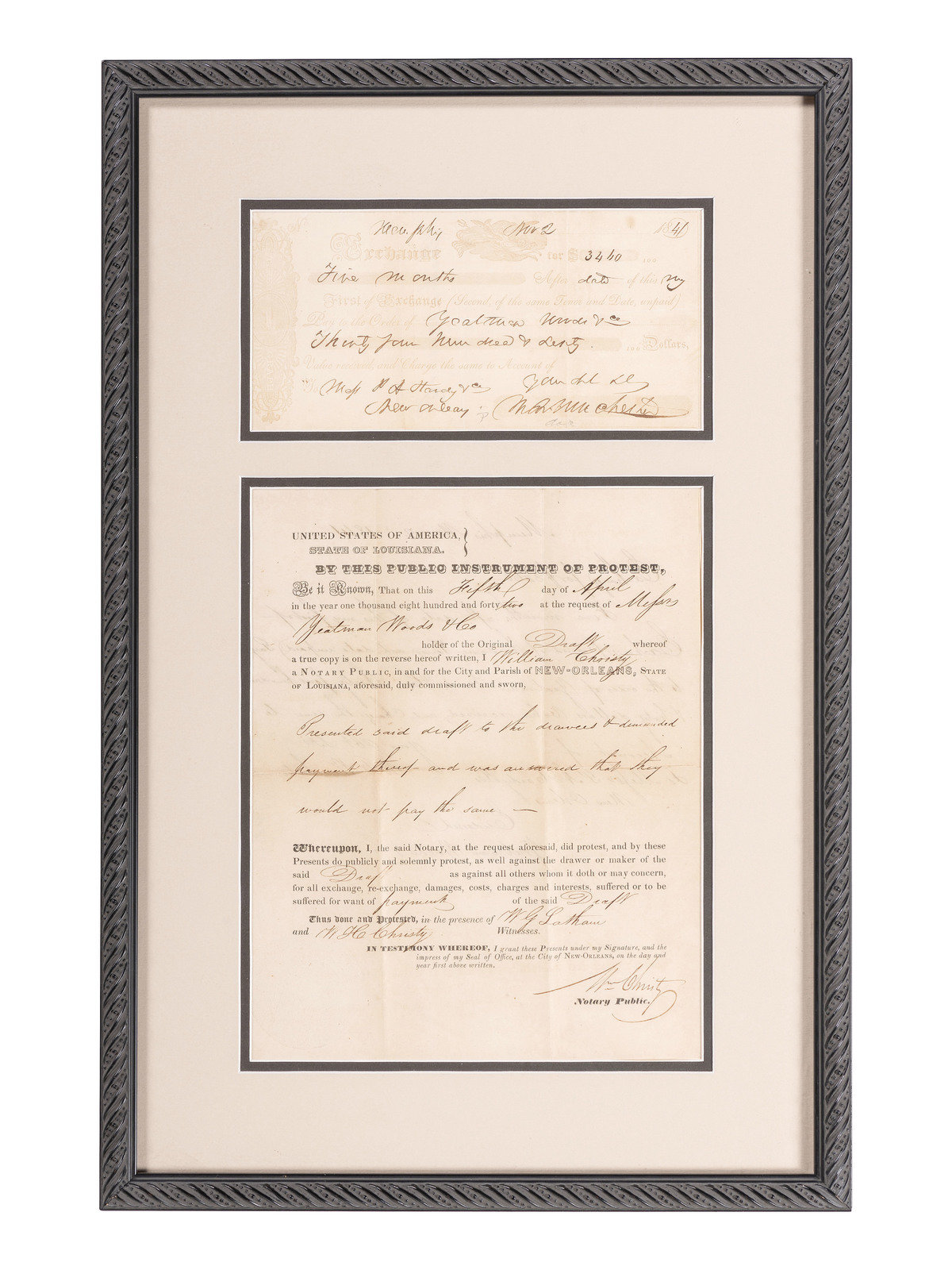 Appraisal: TEXAS CHRISTY William H - Document signed Wm Christy as