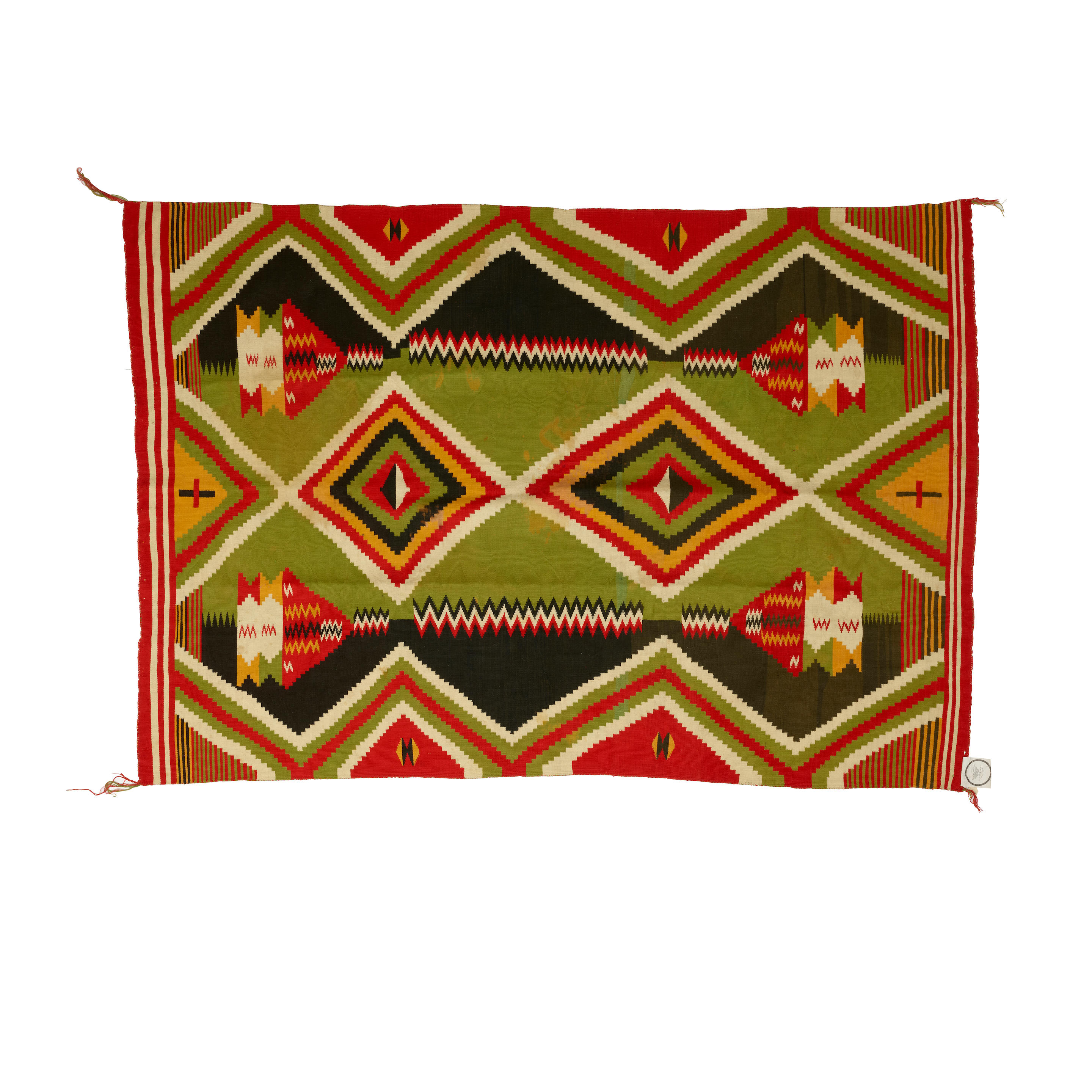 Appraisal: A DIN NAVAJO LATE CLASSIC WEAVING Densely decorated with stepped