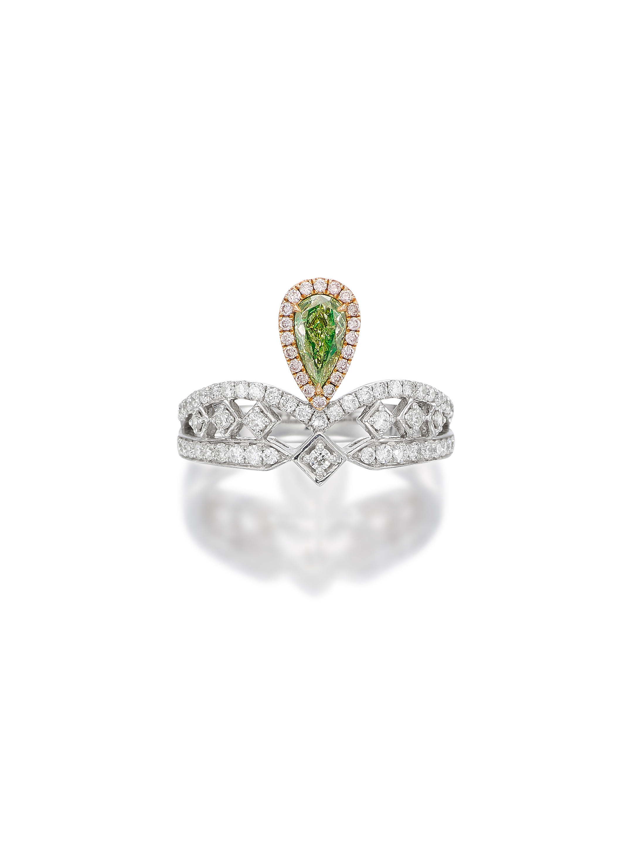 Appraisal: FANCY GRAYISH GREENISH YELLOW DIAMOND COLOURED DIAMOND AND DIAMOND RING