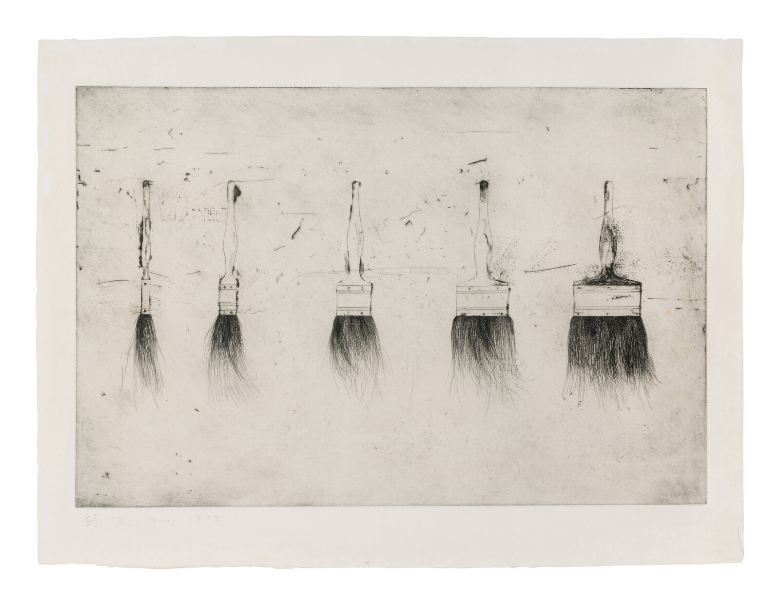 Appraisal: Jim Dine American b Five Paintbrushes First State etching with