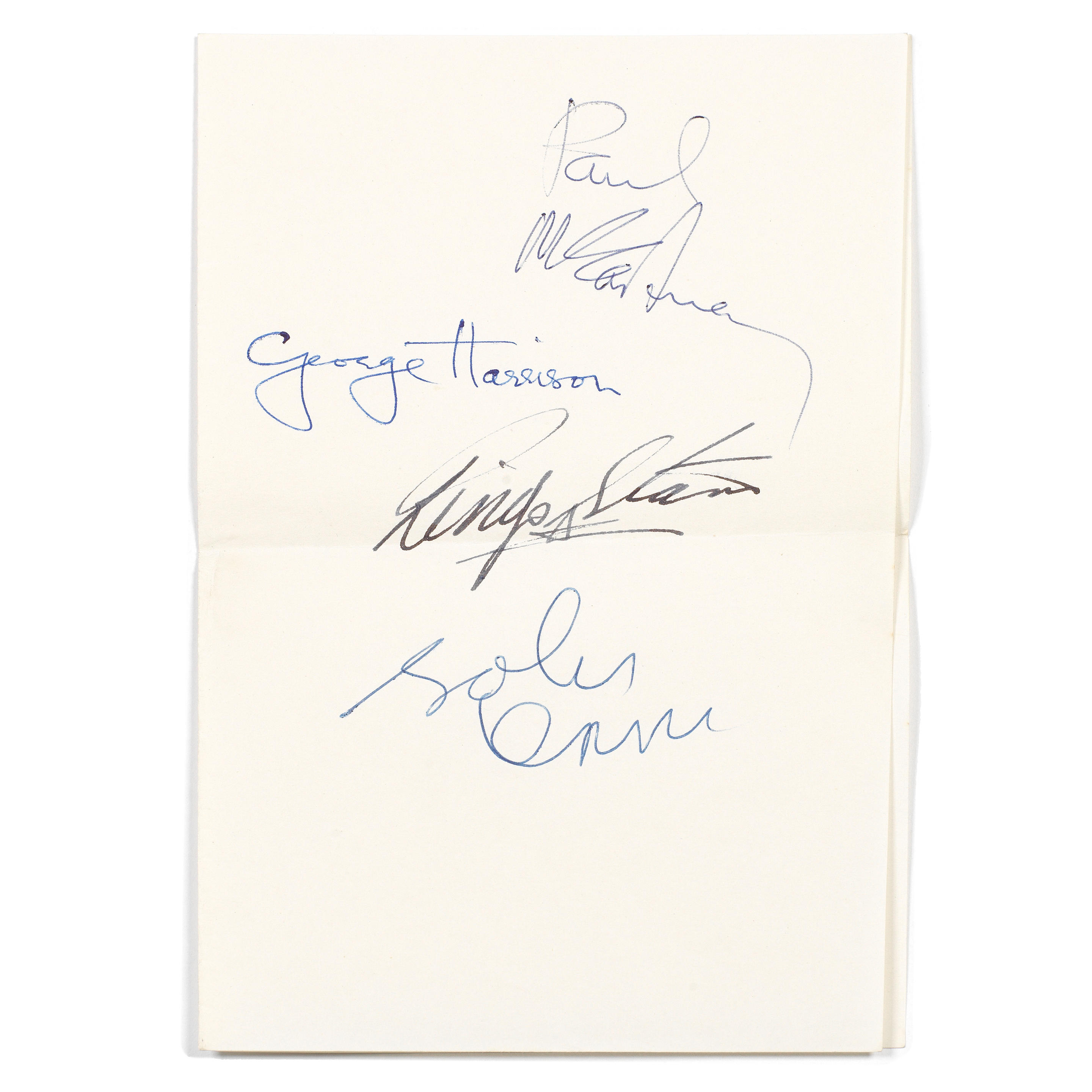 Appraisal: THE BEATLES A GOOD SET OF AUTOGRAPHS OBTAINED DURING THE