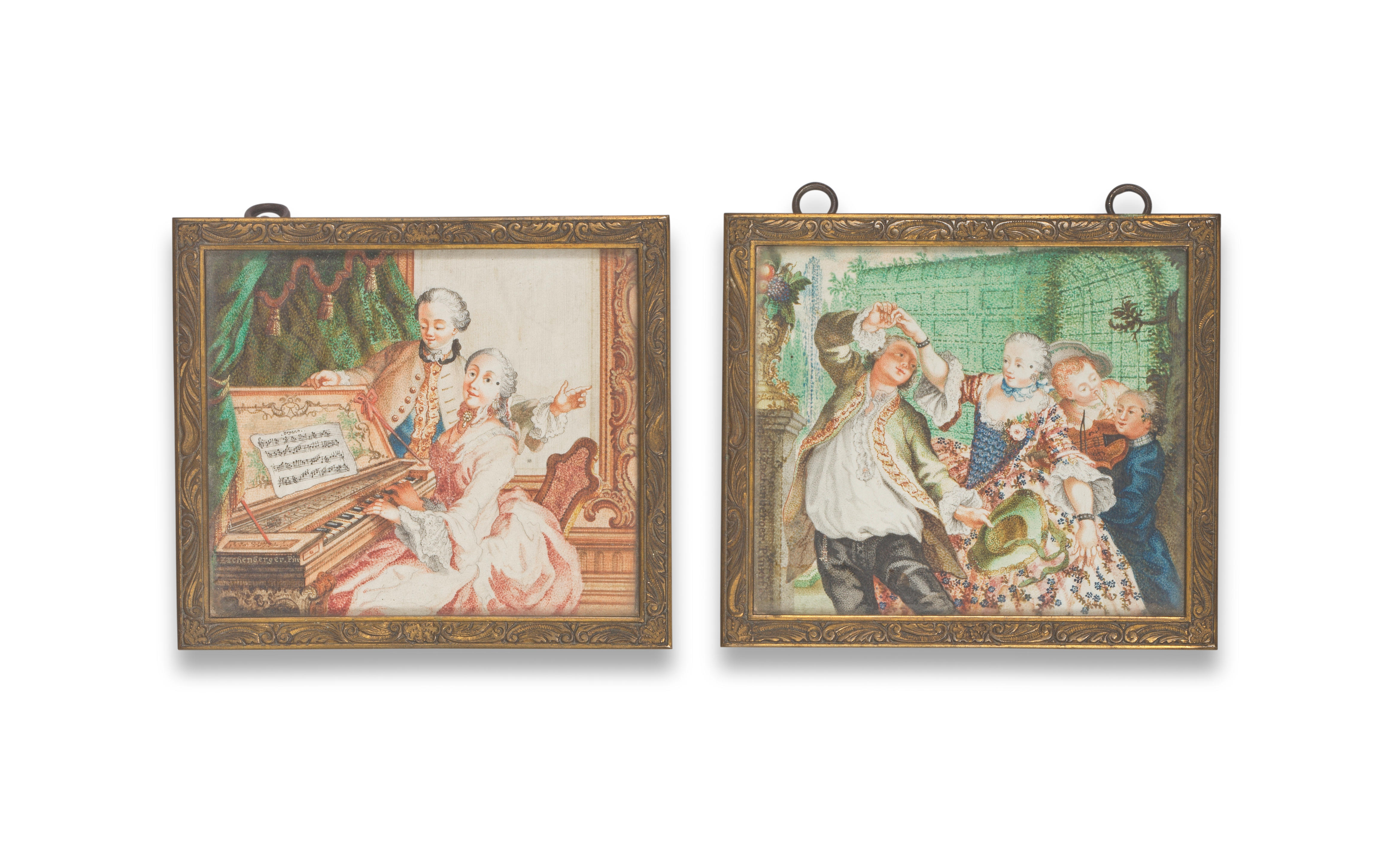 Appraisal: A PAIR OF FRAMED MINIATURES BY JOSEF Z CHENBERGER CIRCA