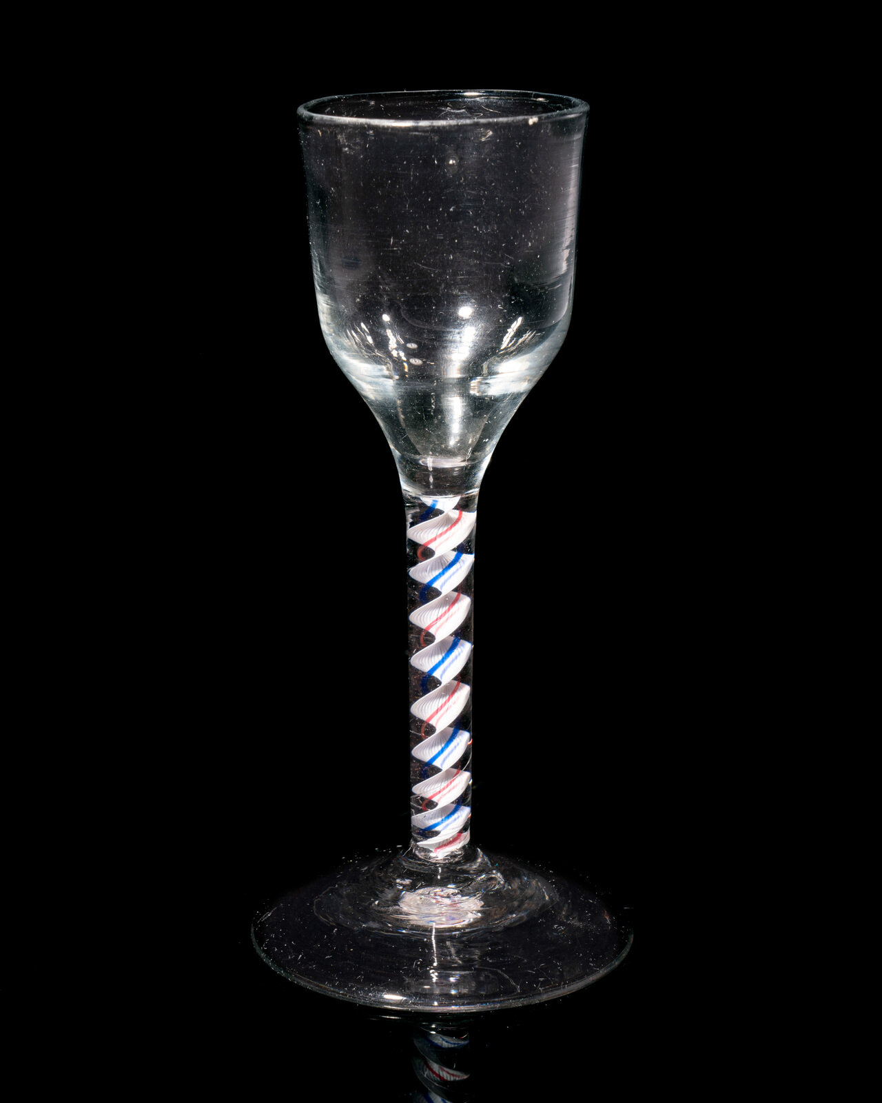 Appraisal: A Red and Blue Color Twist Wine Glass Circa the