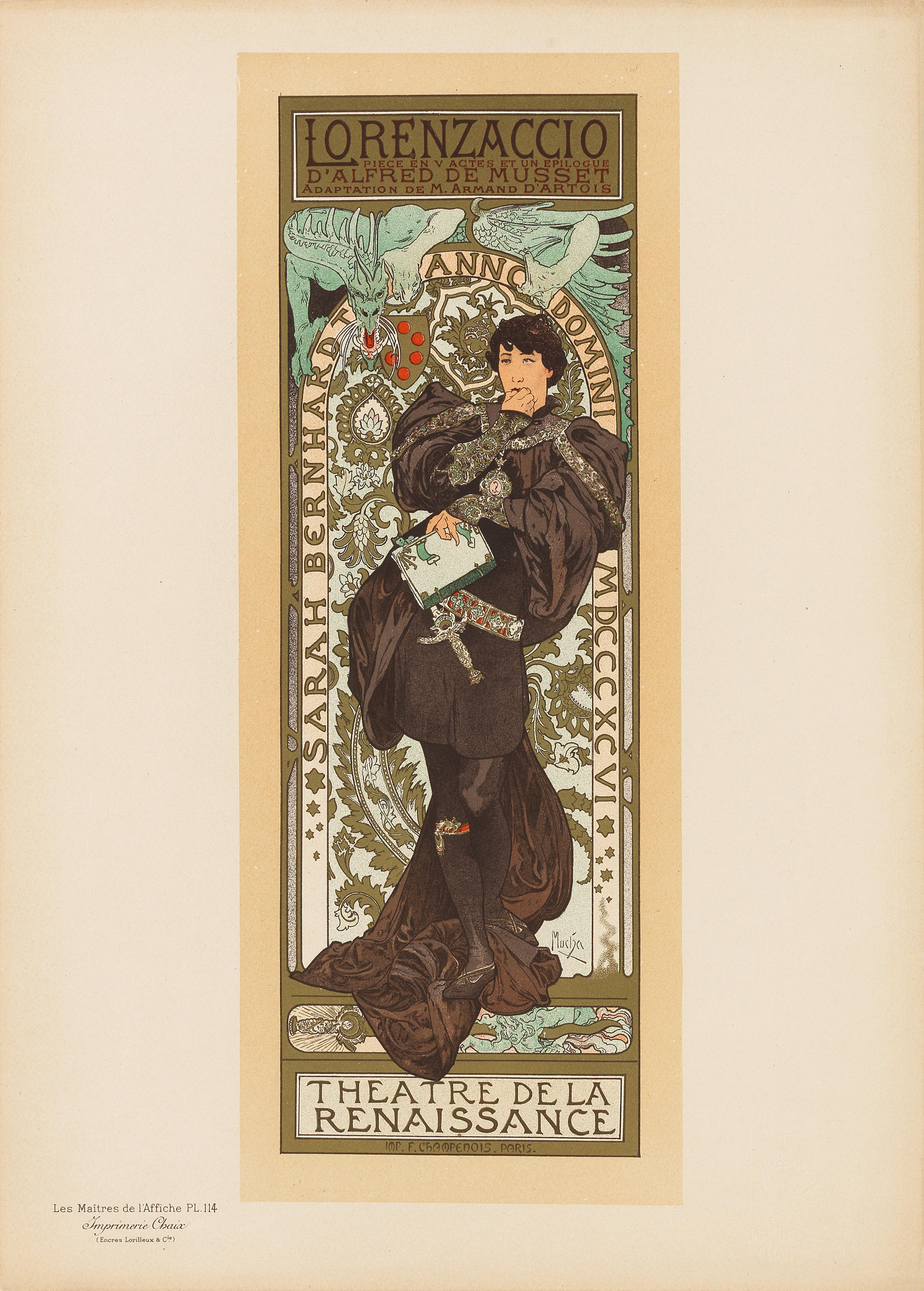 Appraisal: ALPHONSE MUCHA - LORENZACCIO Maitres de l'Affiche lithographic poster in