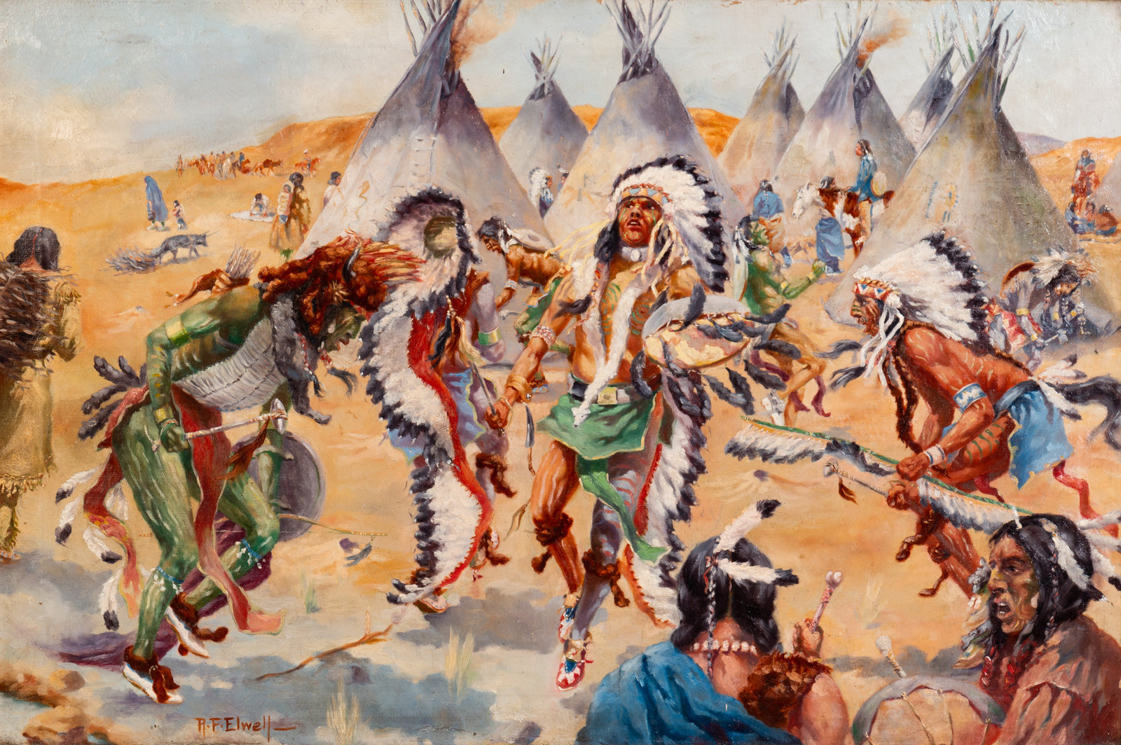 Appraisal: Robert Farrington Elwell American - Native Americans Dancing oil on