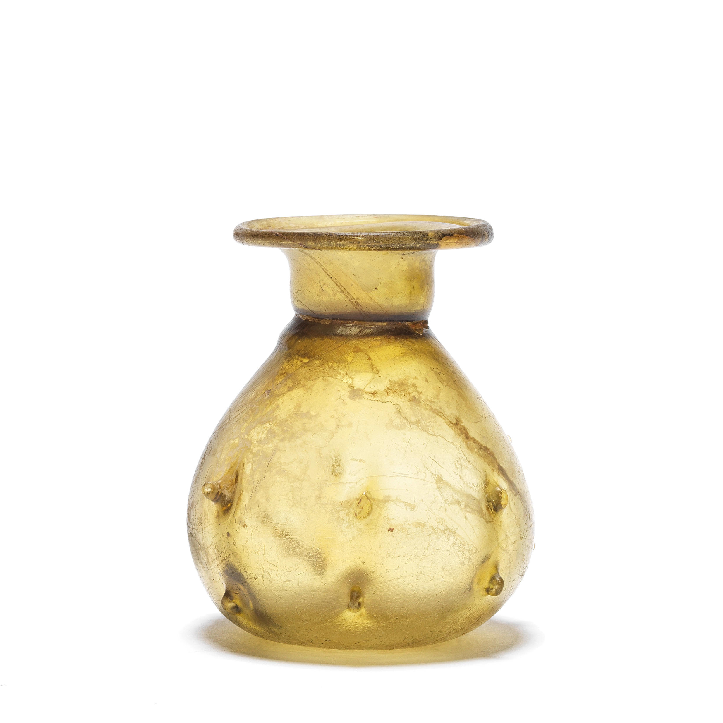 Appraisal: A ROMAN OLIVE-GREEN GLASS SPRINKLER FLASK A Roman olive-green glass