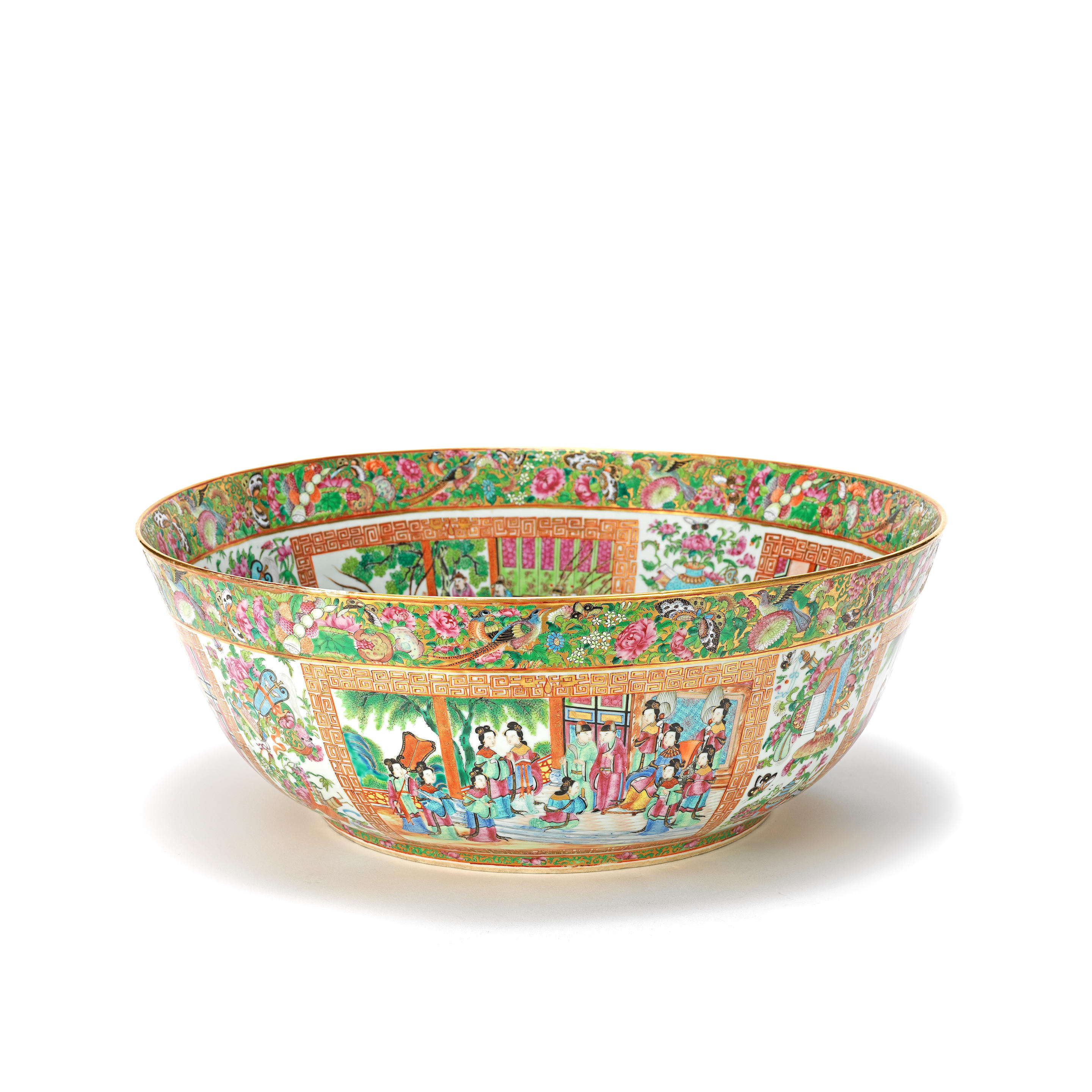 Appraisal: A MASSIVE CANTON FAMILLE ROSE PUNCH BOWL th century Elaborately