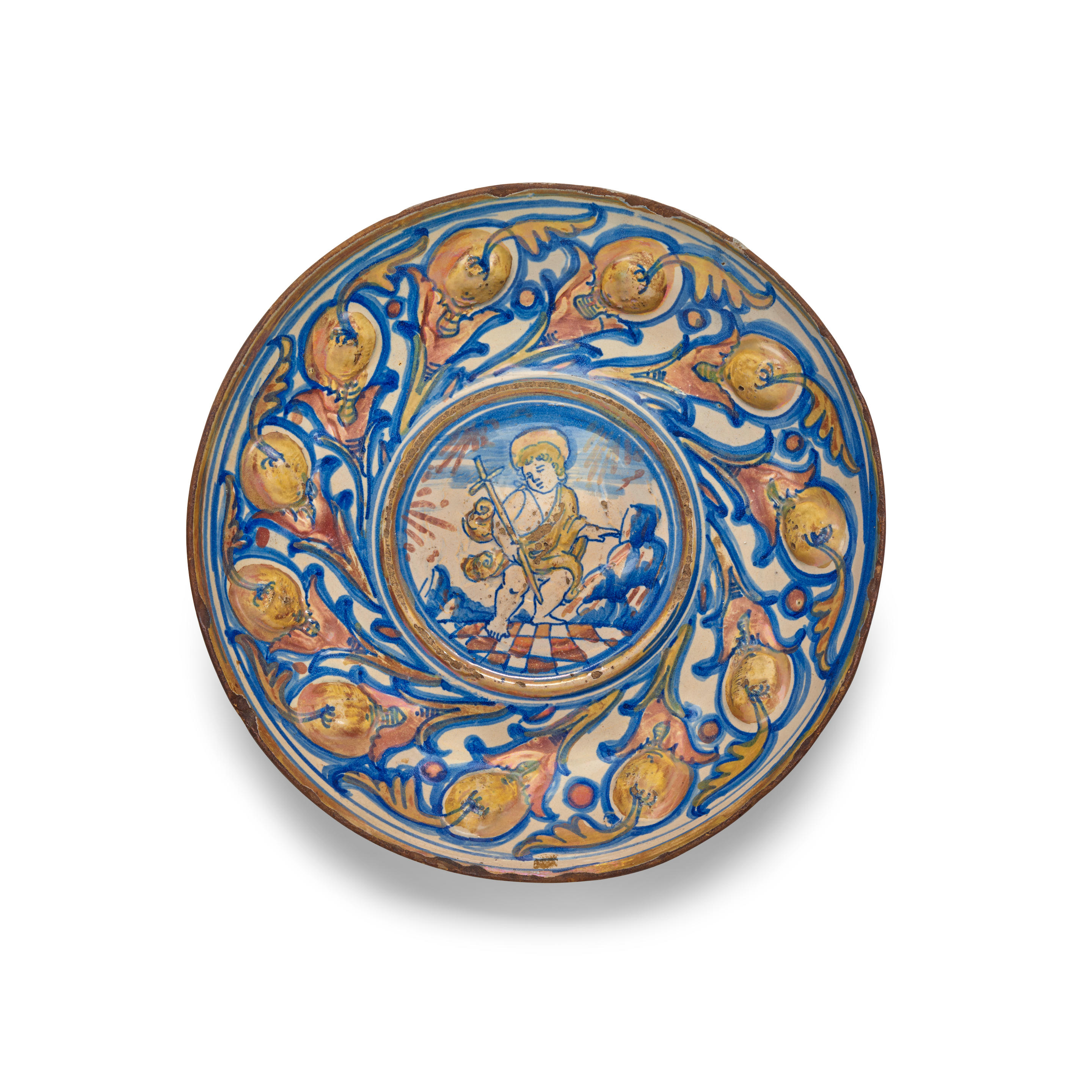 Appraisal: A GUBBIO MAIOLICA GOLD AND RUBY-LUSTERED DISH Circa The wide