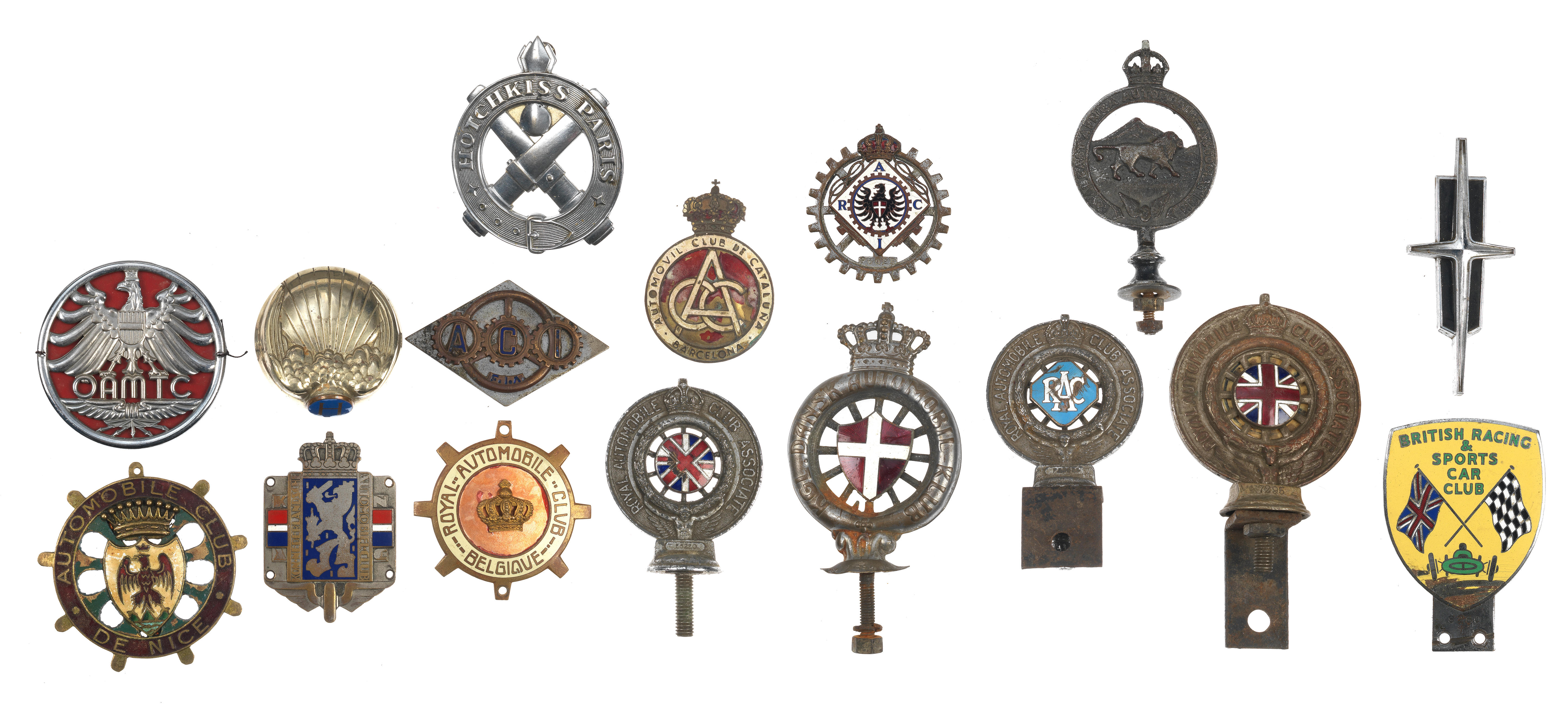 Appraisal: ASSORTED CAR BADGES AND PLAQUES including enamelled badges for 'Kon