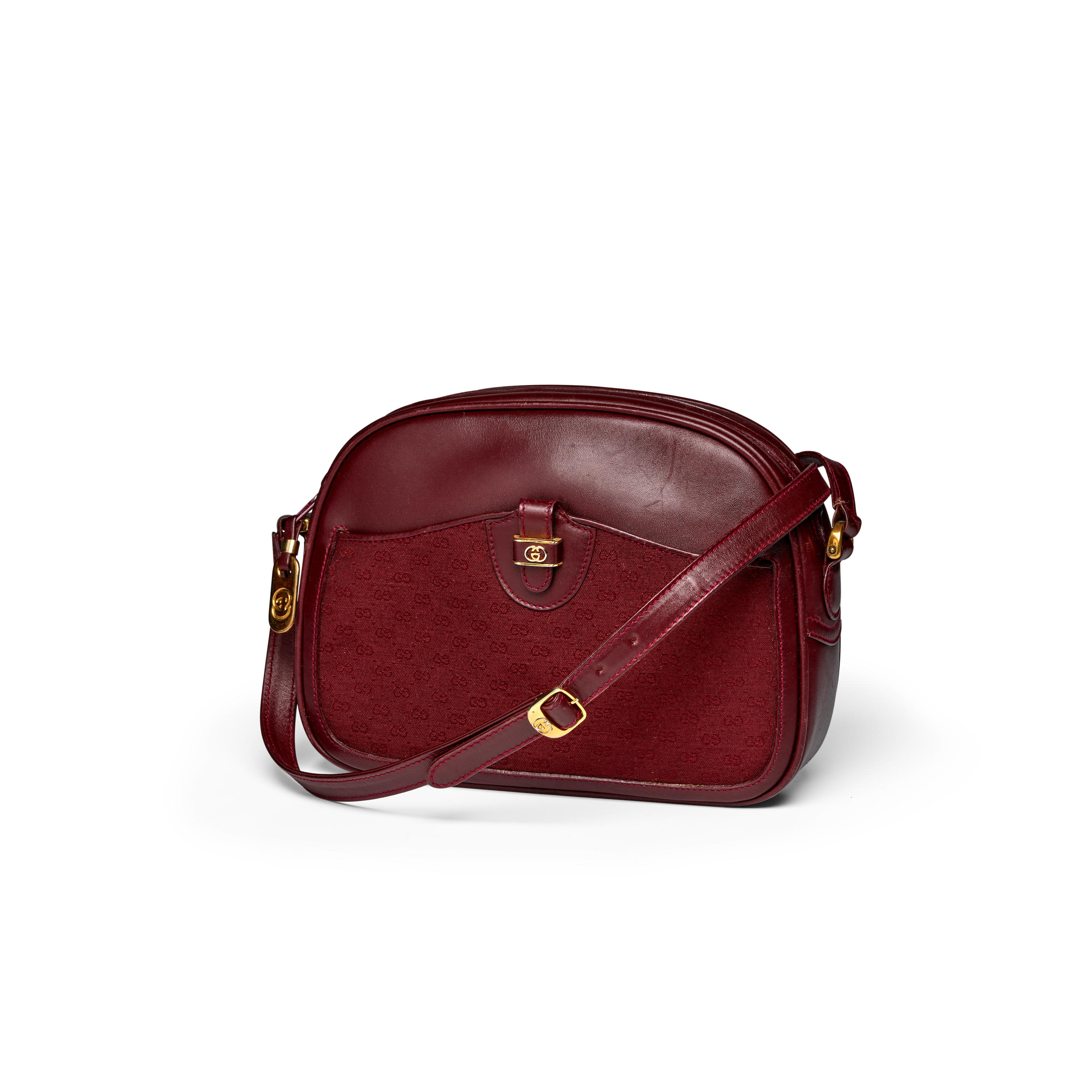 Appraisal: GUCCI MICROGUCCISSIMA CANVAS LEATHER TRIM BAG 's Burgundy Leather Trim