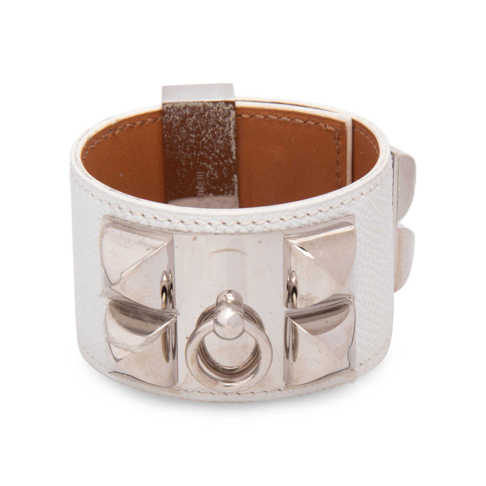 Appraisal: White Herm s Collier De Chien Bracelet White leather Collier