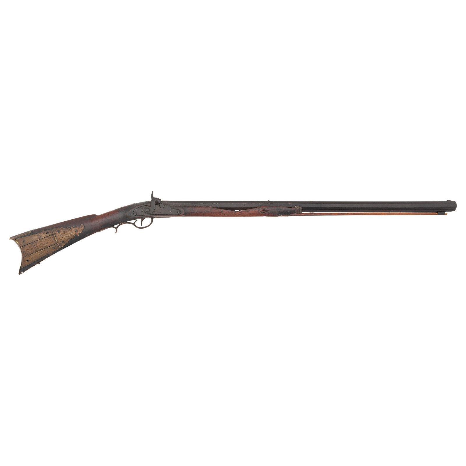 Appraisal: Half-Stock Leman Percussion Trade Rifle caliber wedge retained octagonal barrel